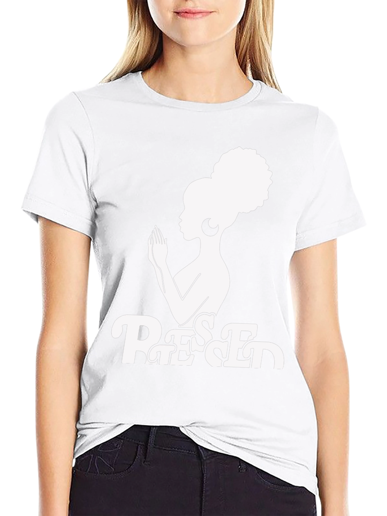 Black Blessed Graphic T-Shirt - Afro Woman Design view 9