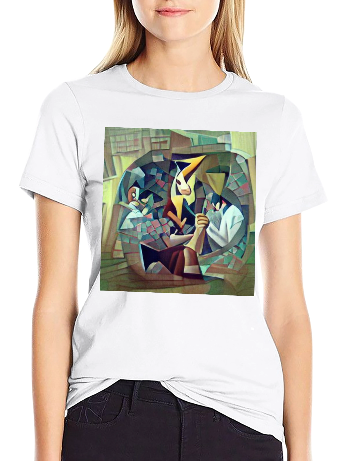 Black Abstract Art Graphic T-Shirt, Unique Design view 9