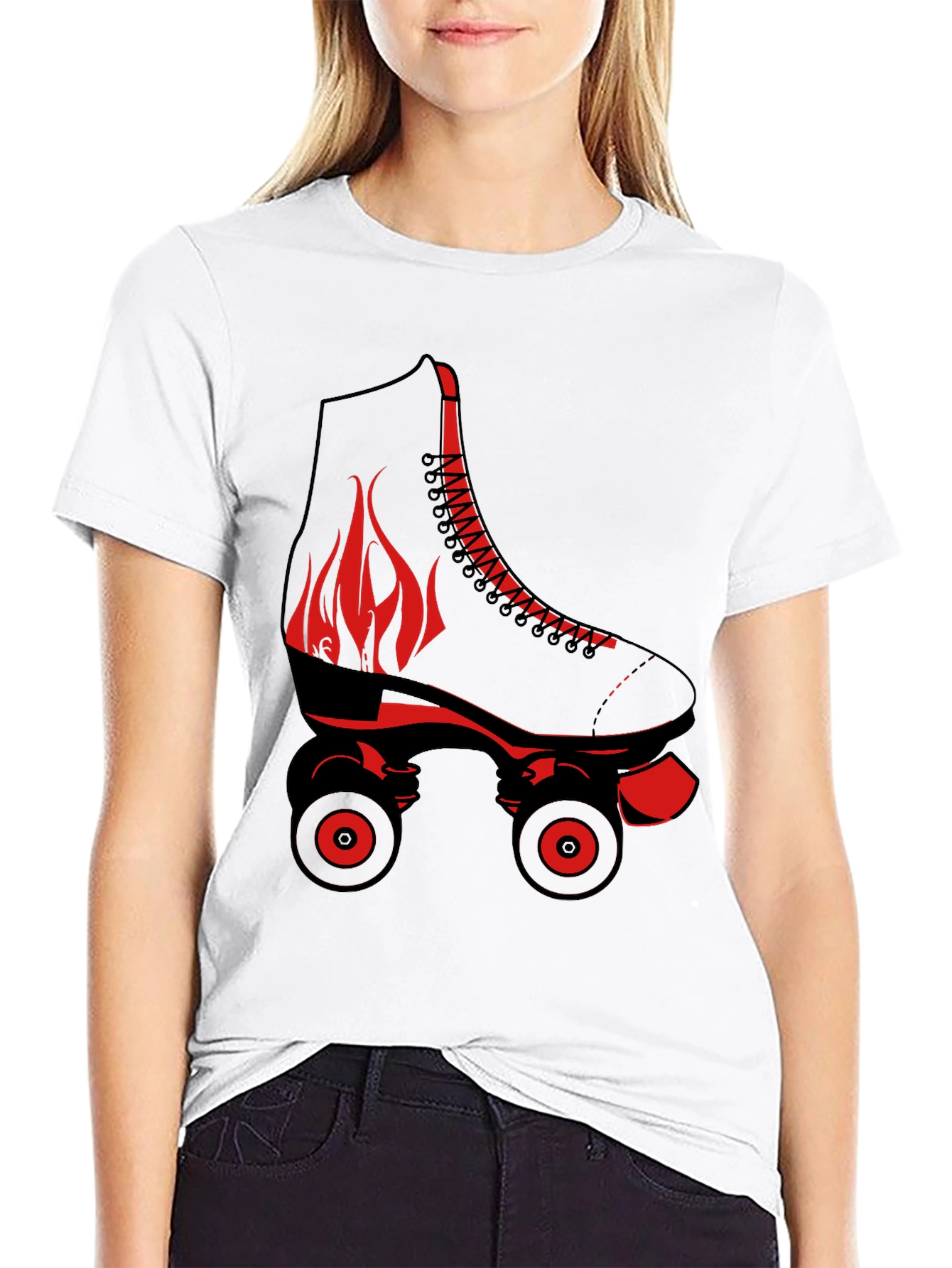 Black Retro Roller Skate Graphic Tee view 9