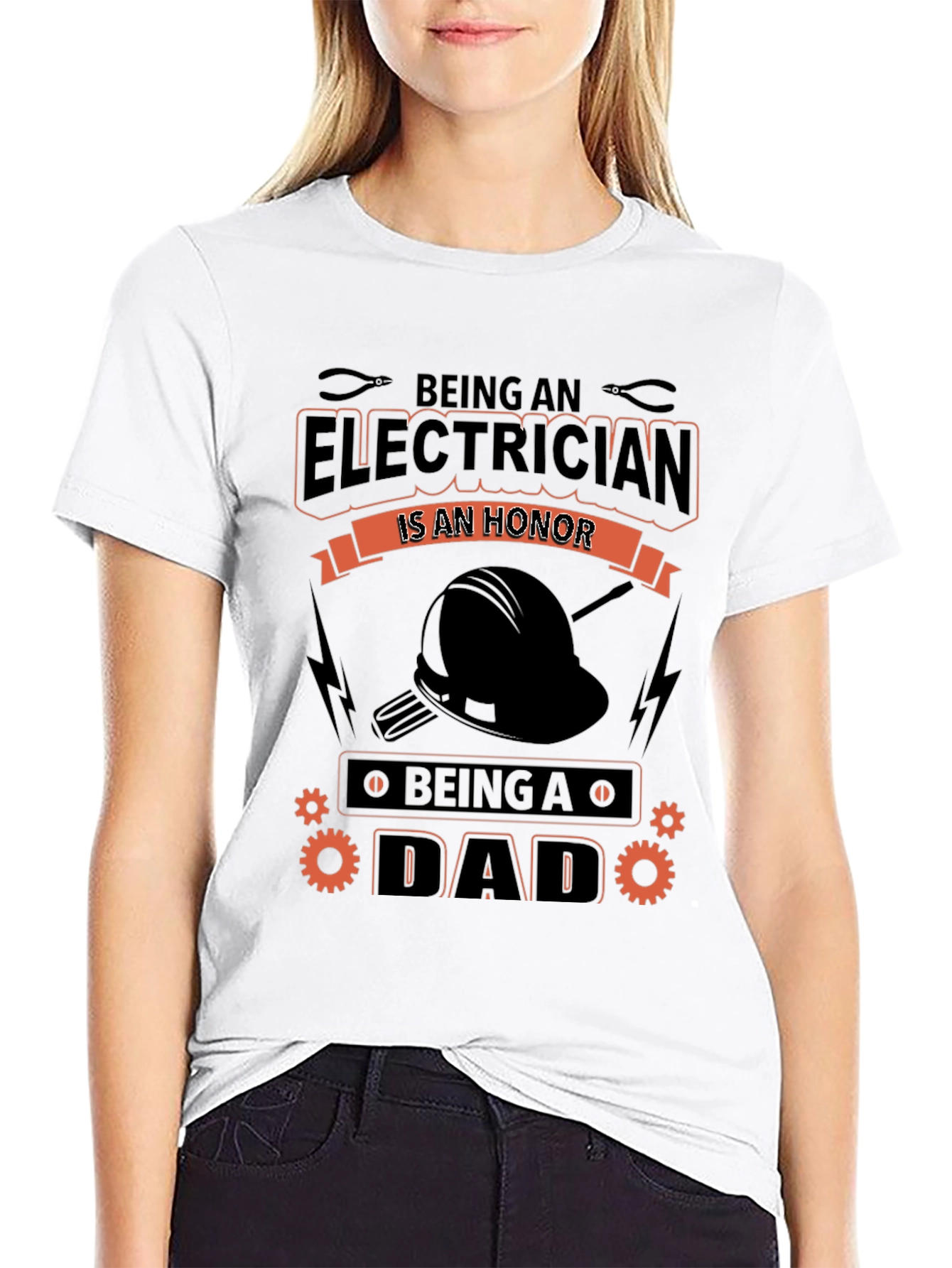 Black Electrician Dad Black T-Shirt view 9