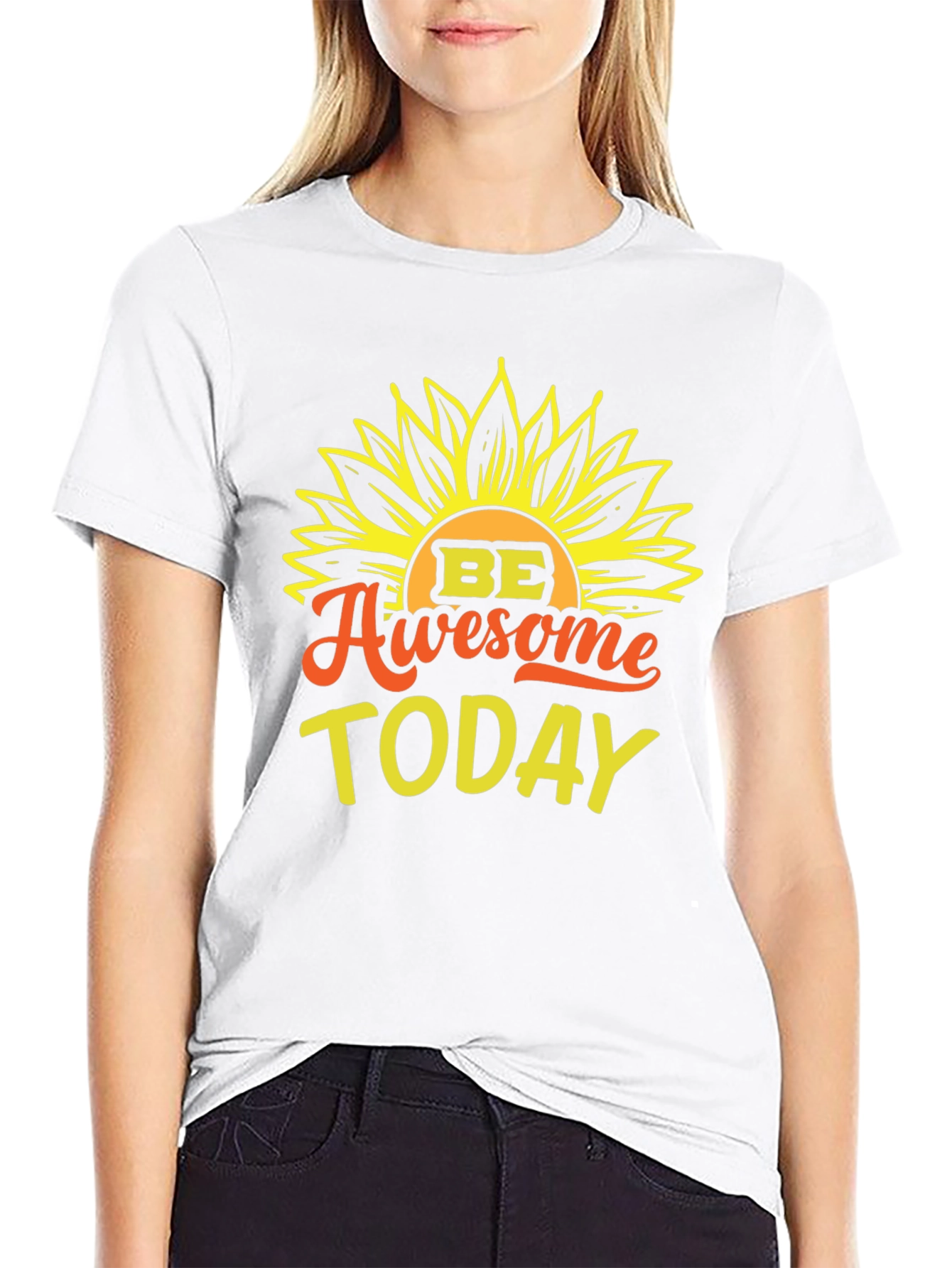 Black Be Awesome Today Sunflower Graphic Tee - Black view 9