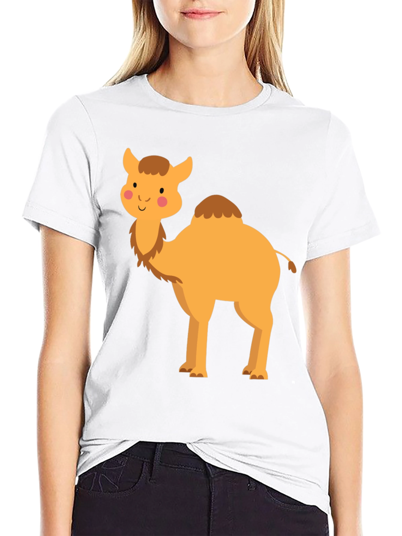Black Cute Camel Graphic Tee - Unisex Black T-Shirt view 9