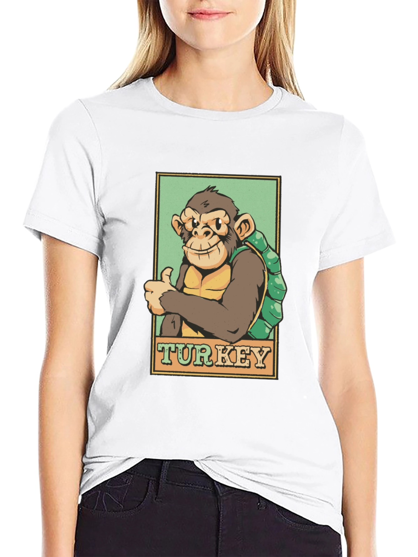 Black Monkey Turkey Graphic T-Shirt - Adventure Ready! view 9