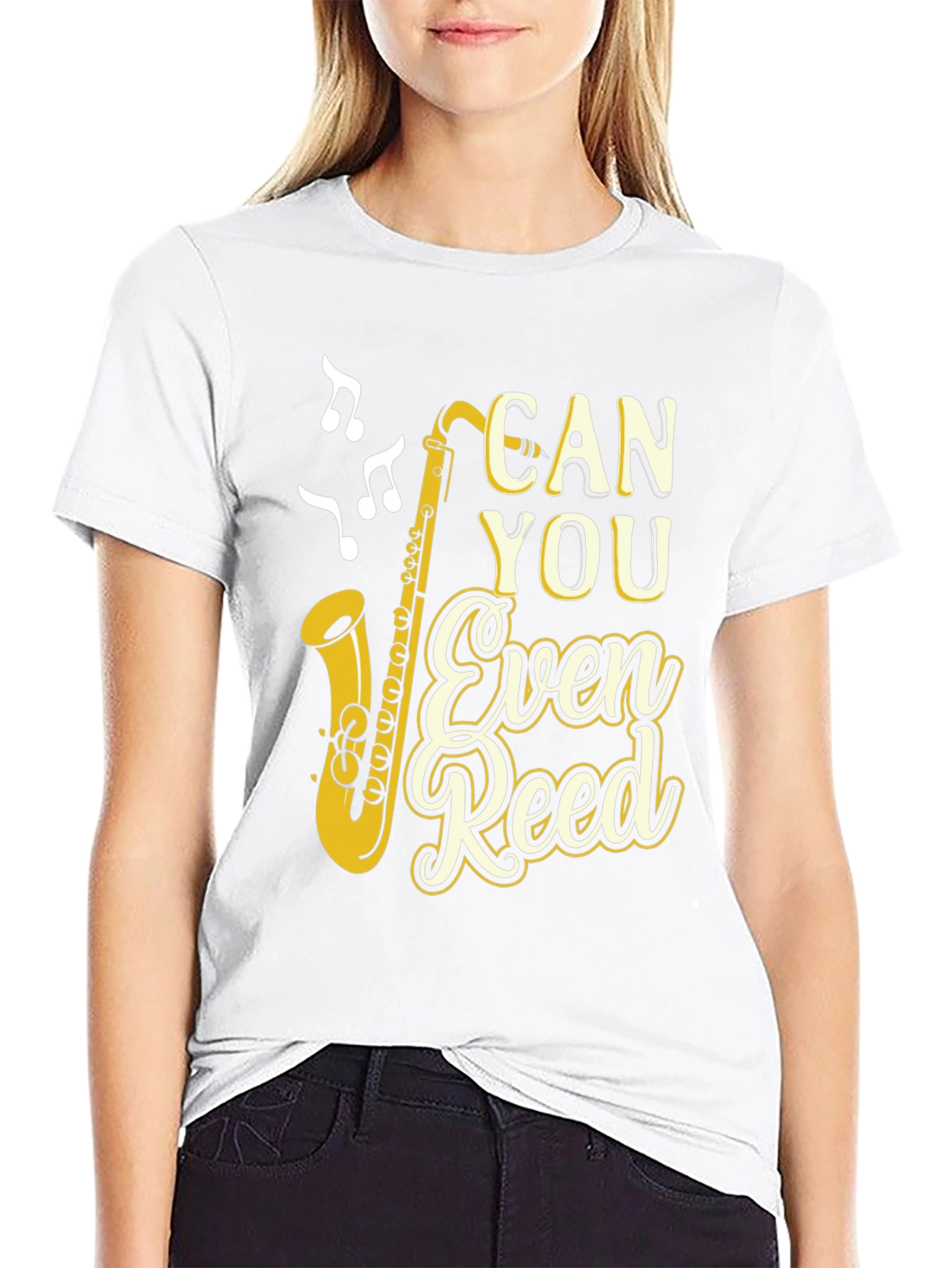 Black Can You Even Reed? Saxophone Music T-Shirt view 9