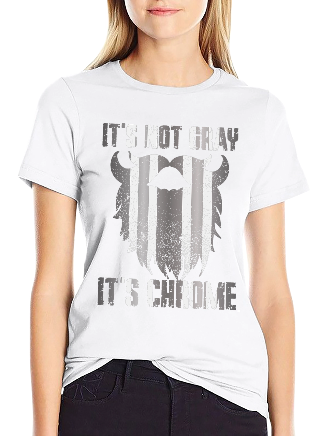 Black It's Not Gray It's Chrome Graphic T-Shirt view 9