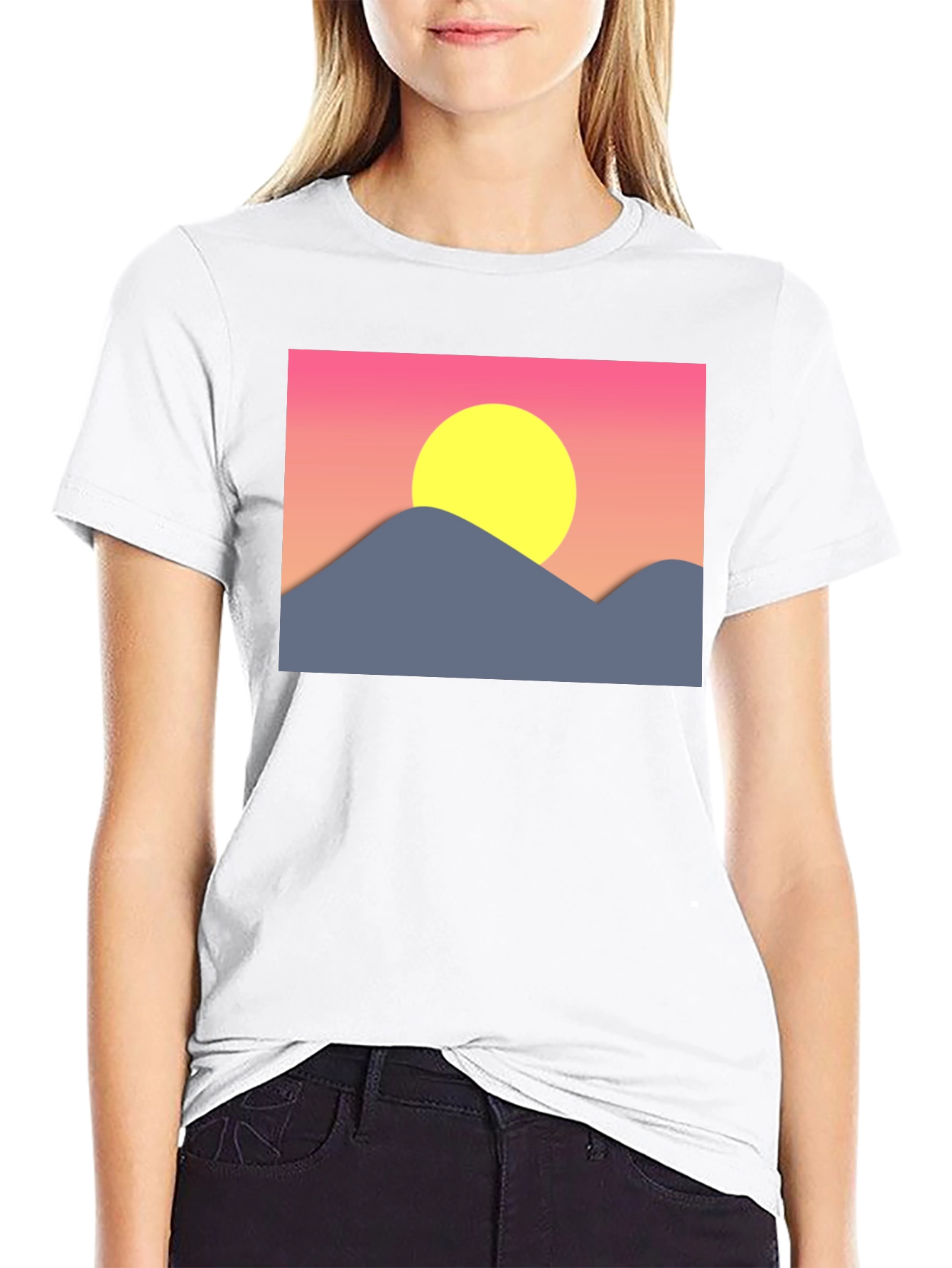 Black Sunset Mountain Graphic Tee - Black Cotton Blend view 9