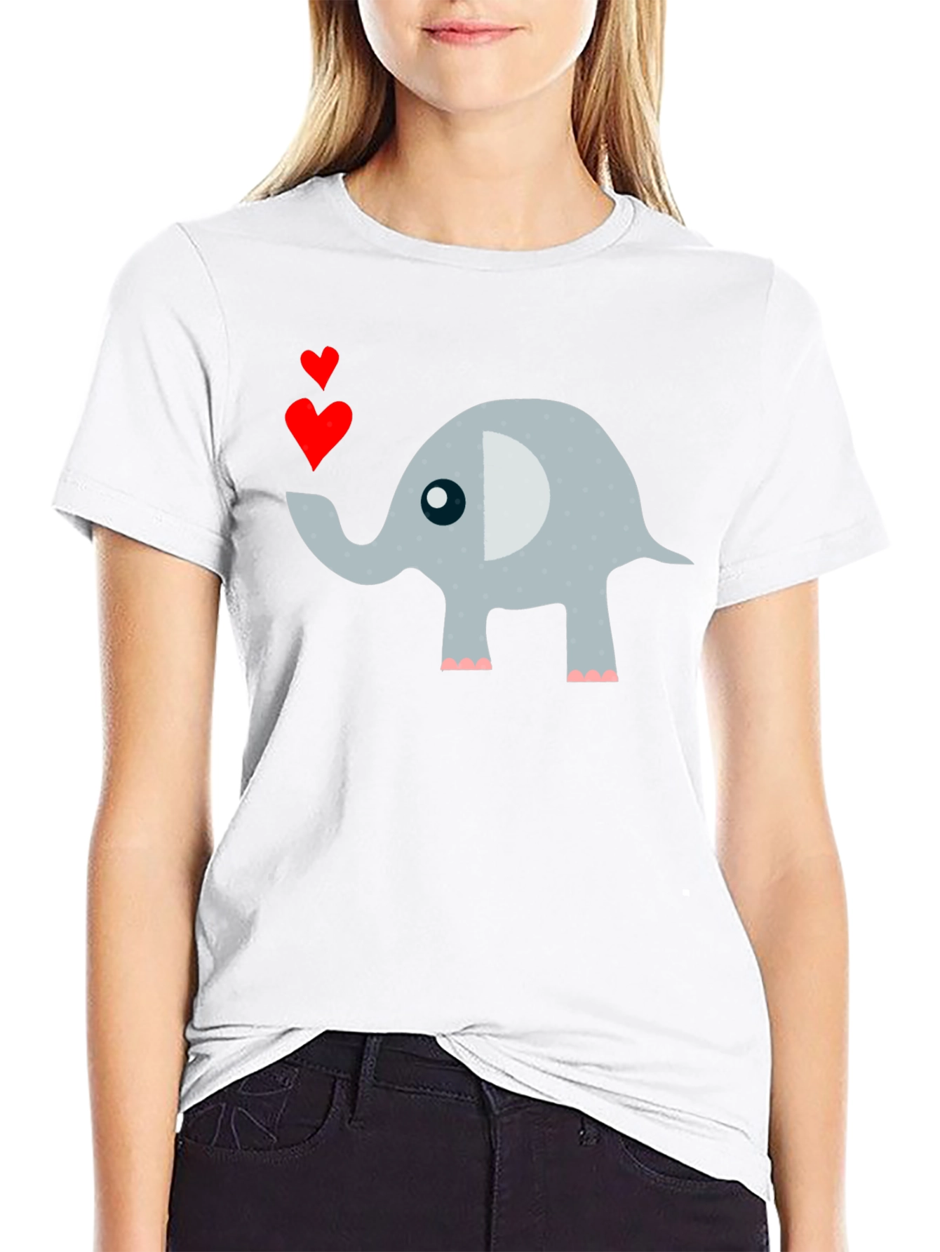 Black Elephant Love Men's T-Shirt Cute Animal Tee view 9