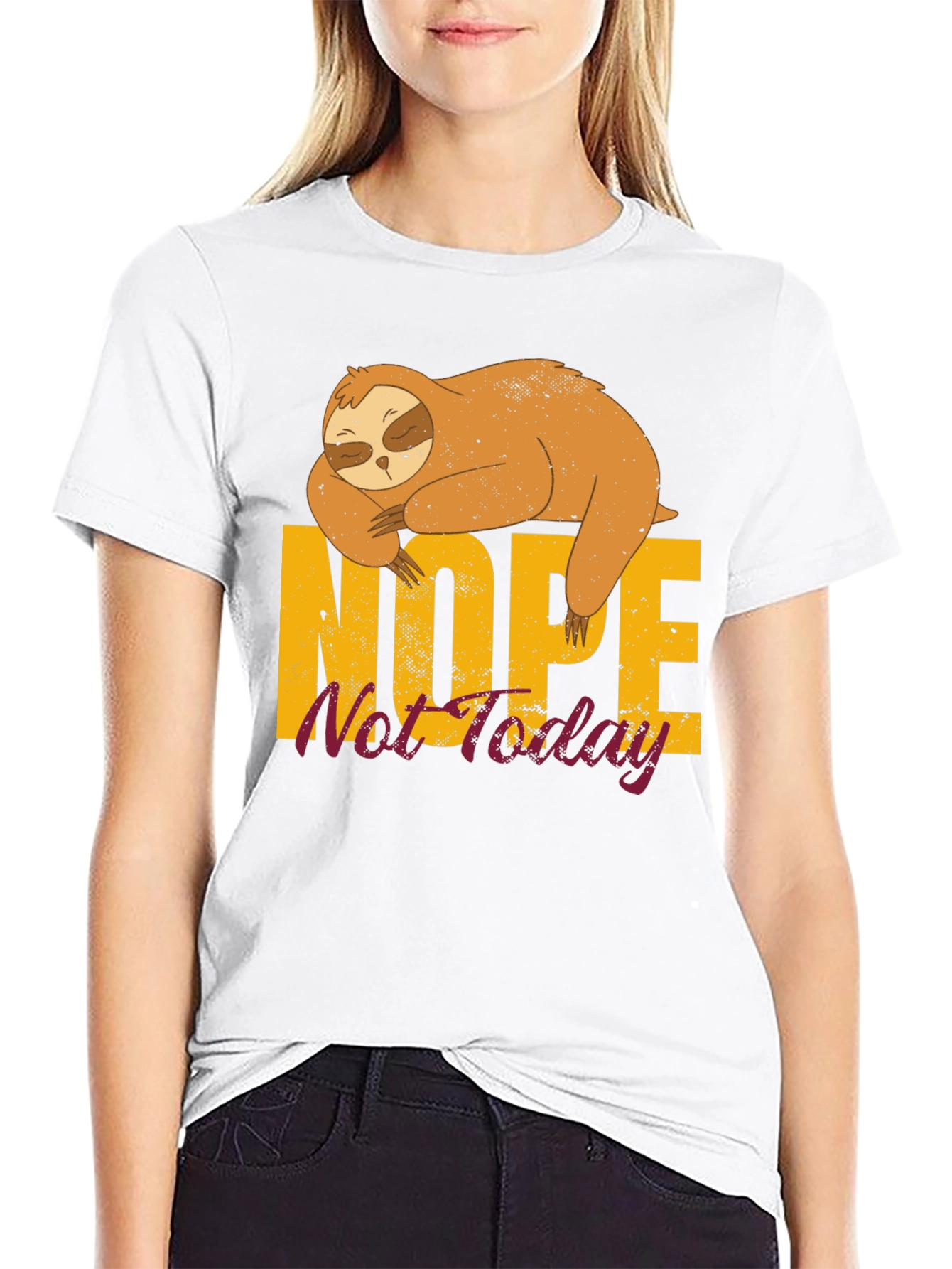 Black Nope Not Today Sloth Graphic Tee - Unisex view 9