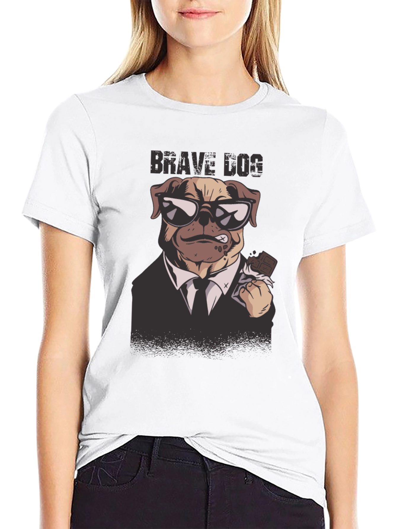 Black Brave Dog Graphic Tee - Cool Canine Design view 9