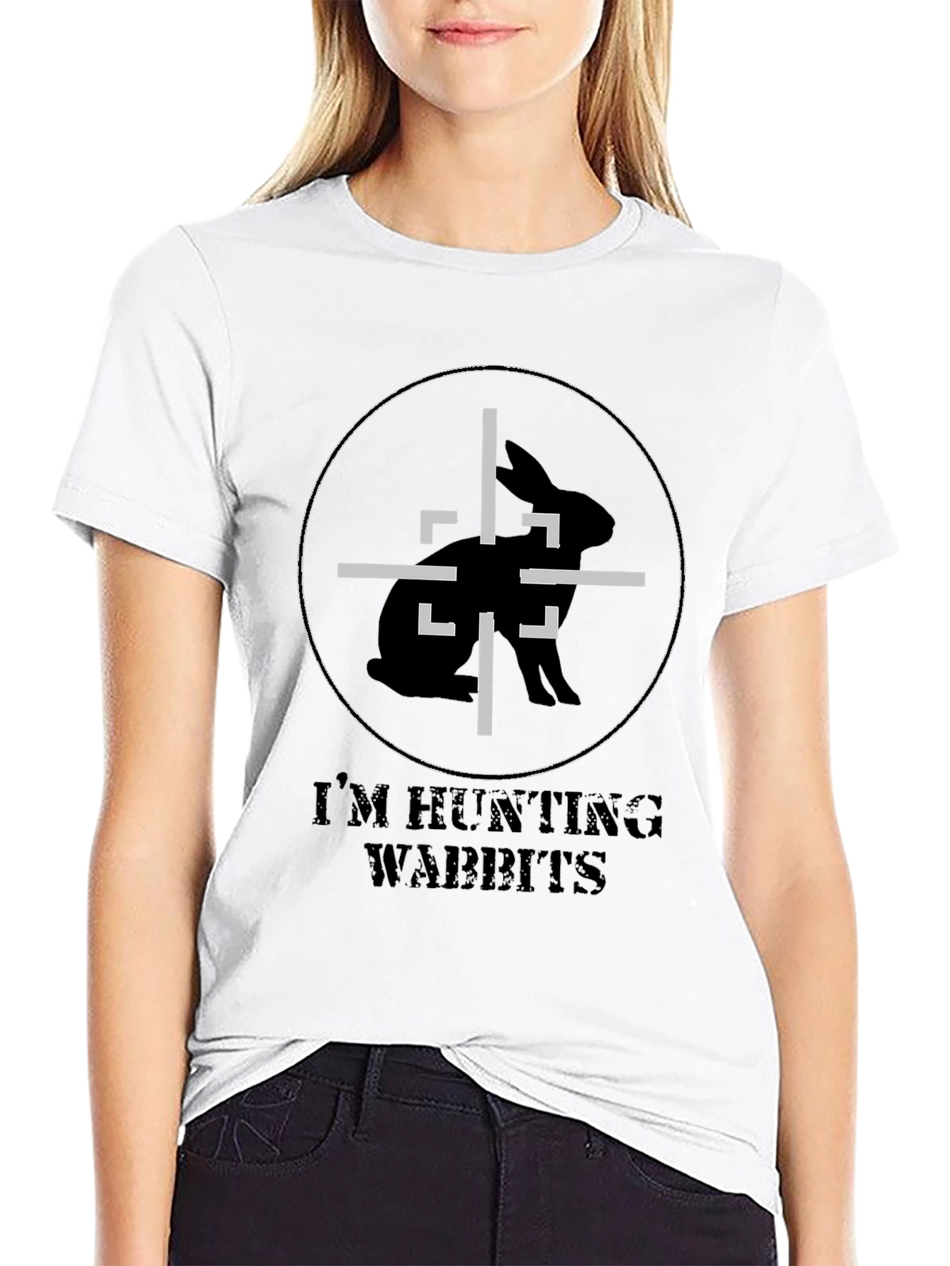 Black I'm Hunting Wabbits Graphic T-Shirt view 9