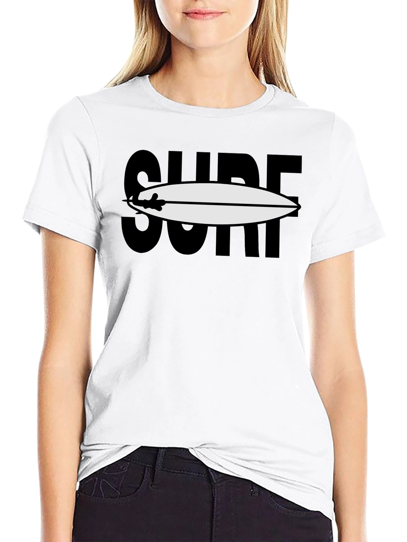 Black Surfboard Graphic Tee - Black Cotton Blend view 9