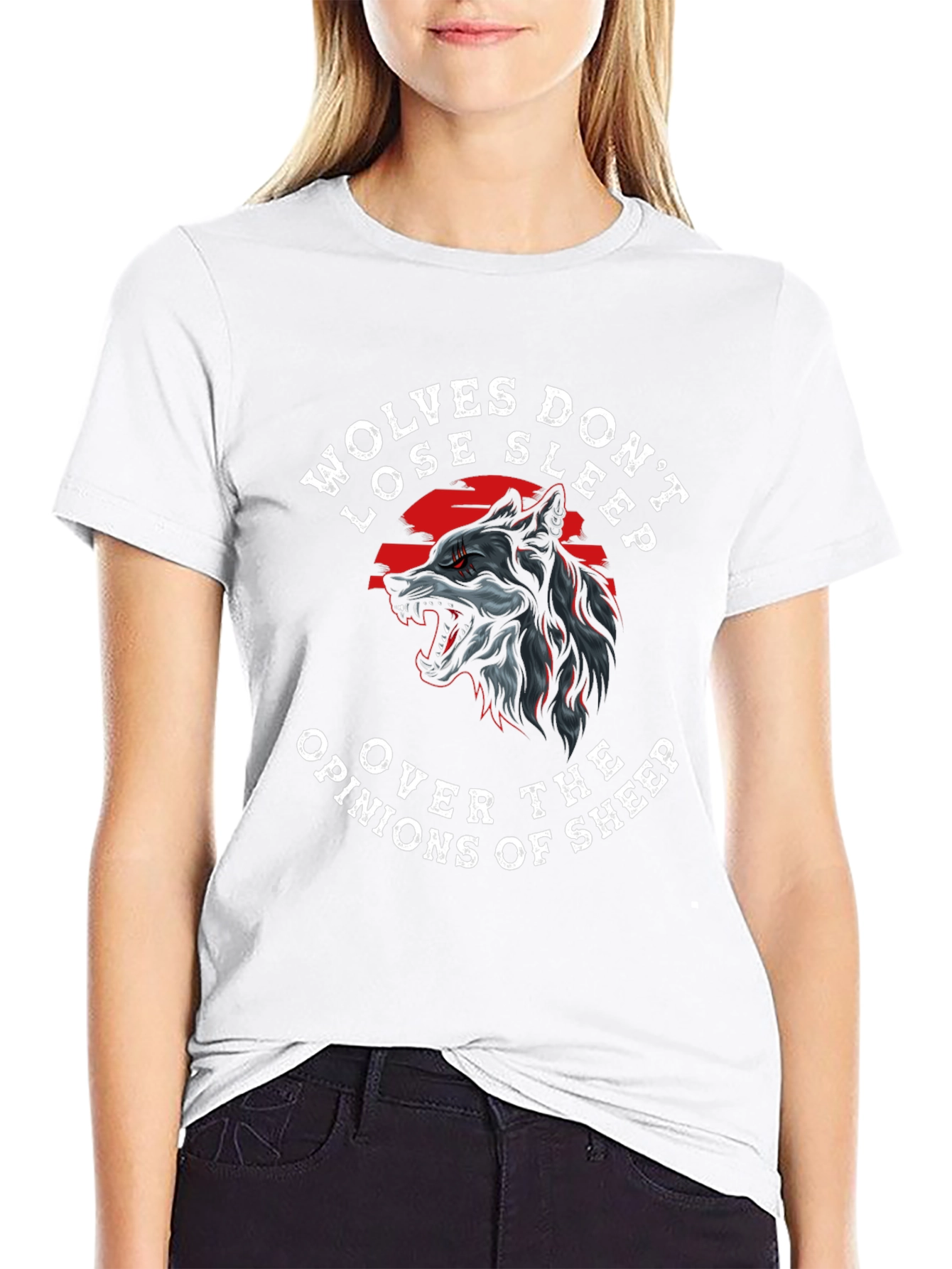 Black Wolves Don't Lose Sleep Graphic Tee - Black view 9