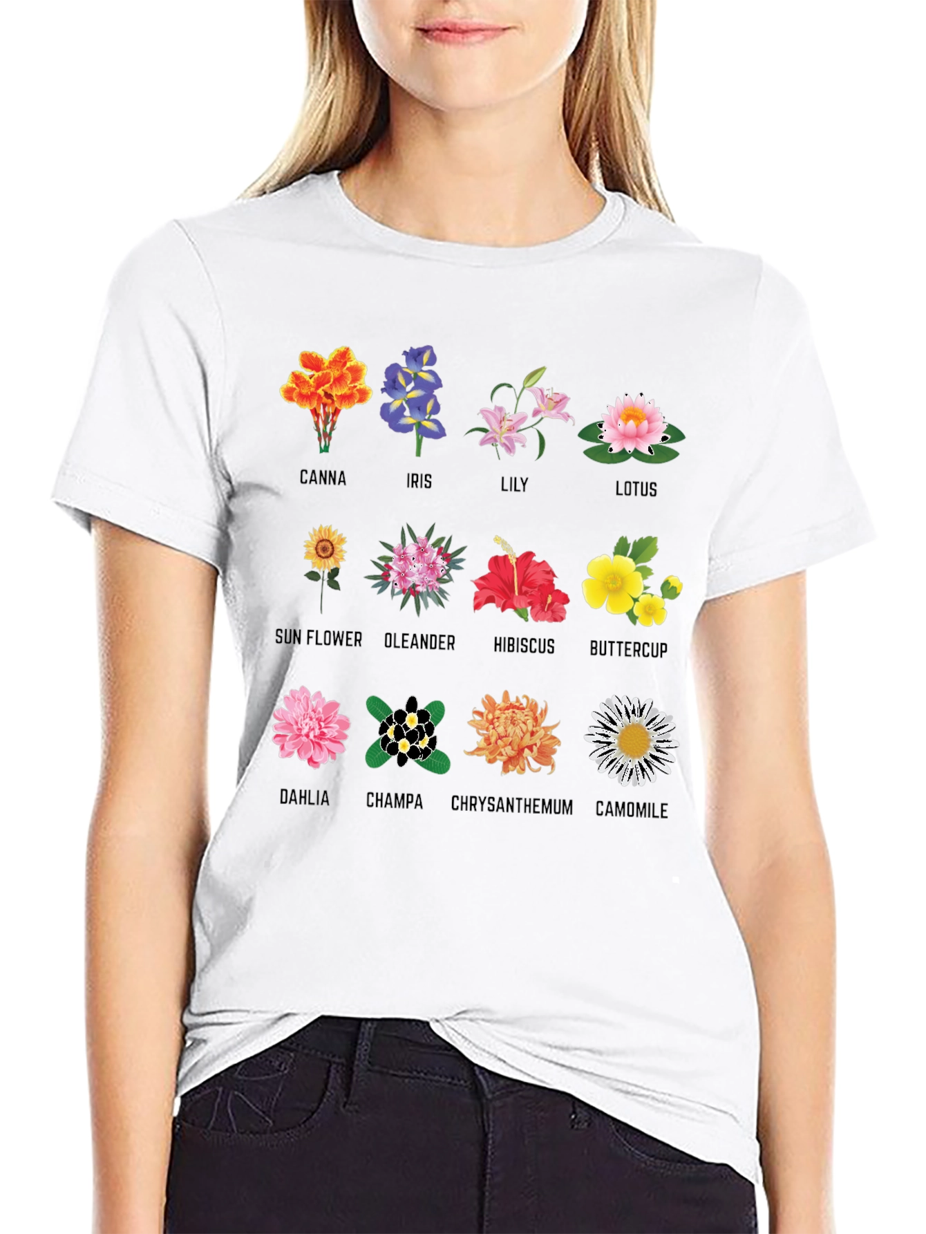 Black Floral Anatomy T-Shirt: Botanical Flower Graphic Tee view 9