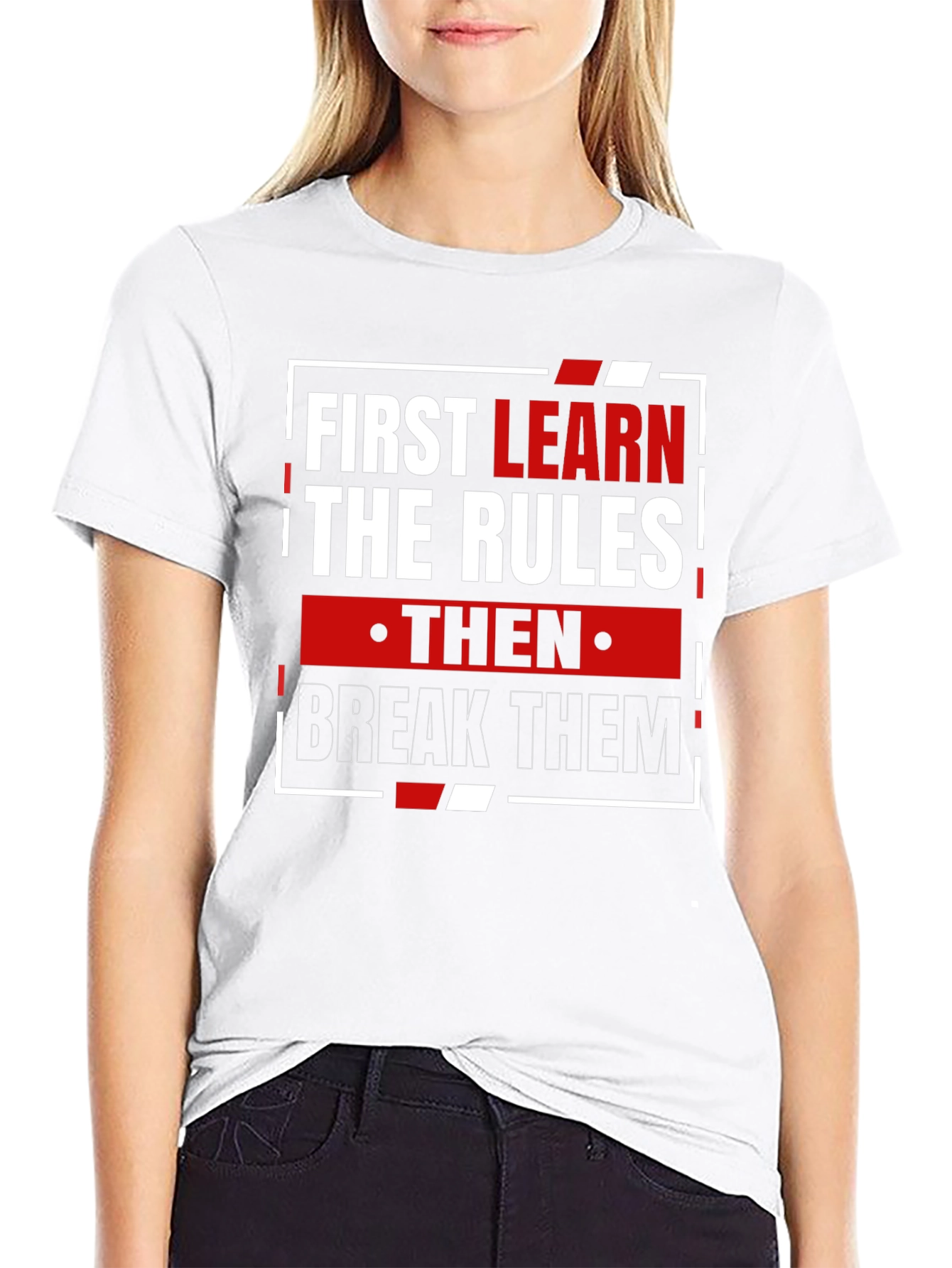 Black Learn the Rules Break Them T-Shirt view 9