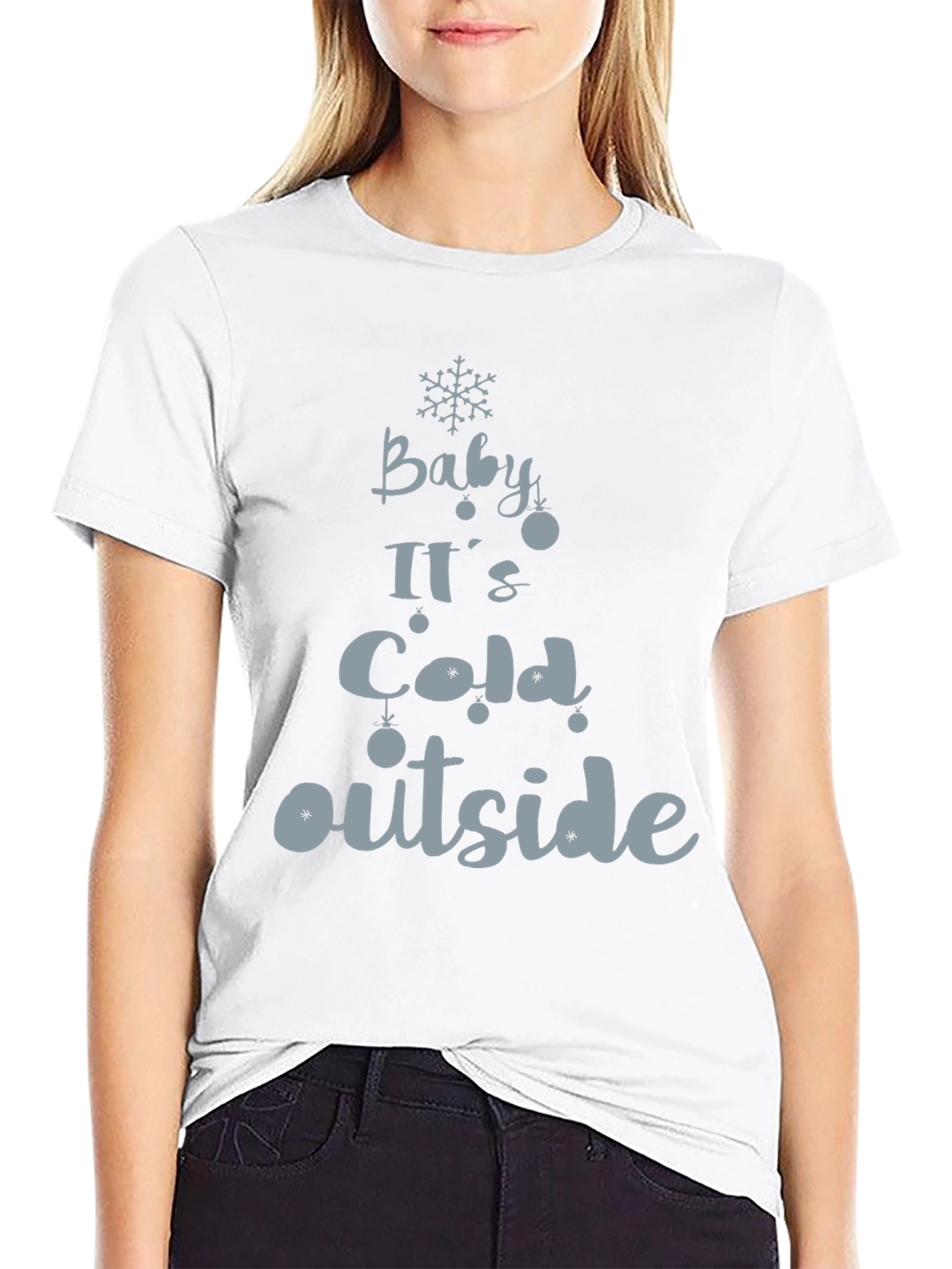 Black Baby It's Cold Outside Holiday Graphic Tee view 9