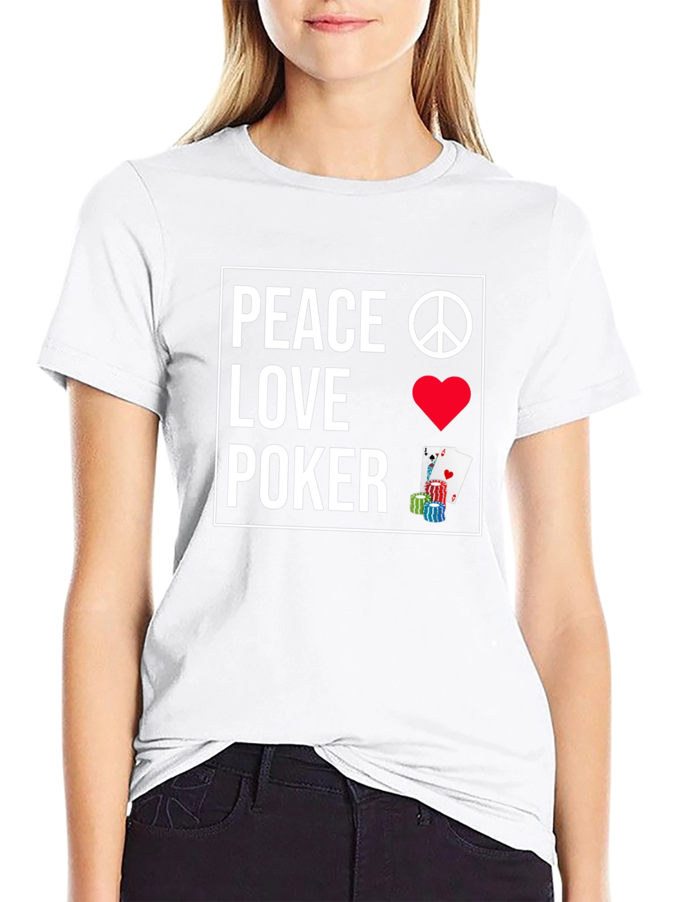 Peace Love Poker T-Shirt - Casino Game Night Apparel - 9