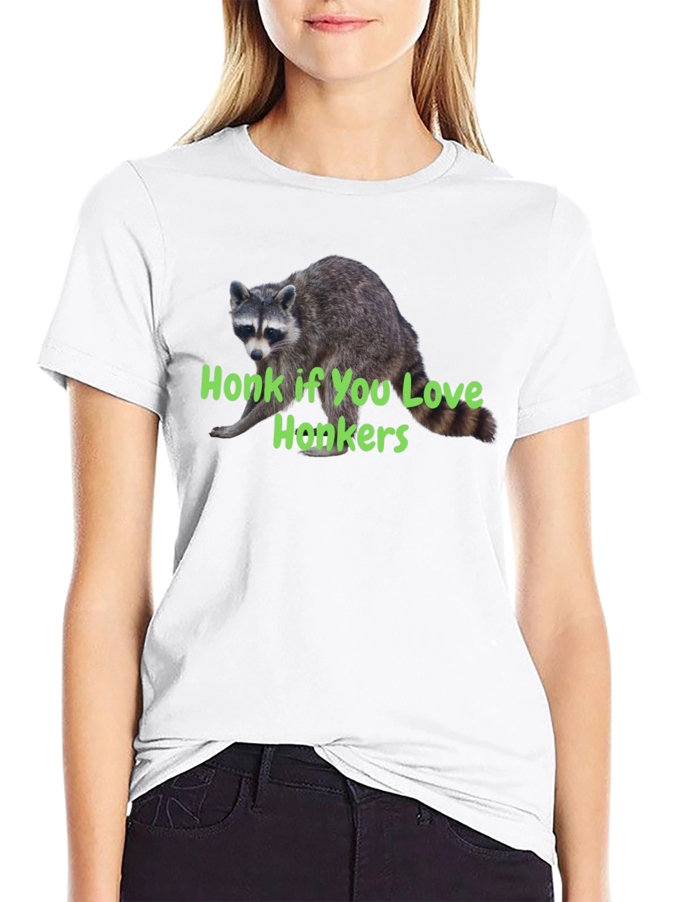 Black Honk If You Love Honkers Raccoon T-Shirt view 9