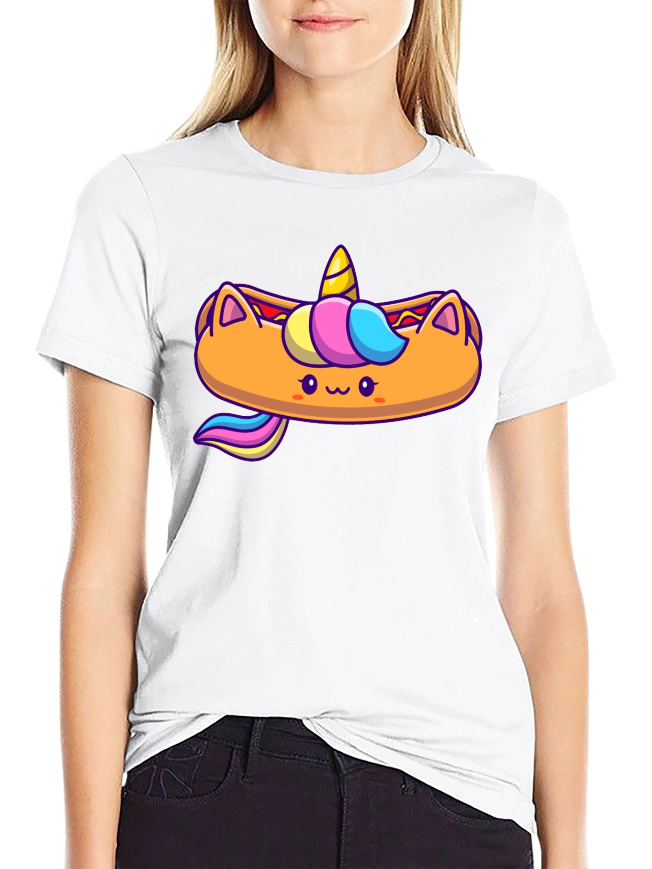 Black Unicorn Hotdog Graphic Tee - Men's Black T-Shirt view 9