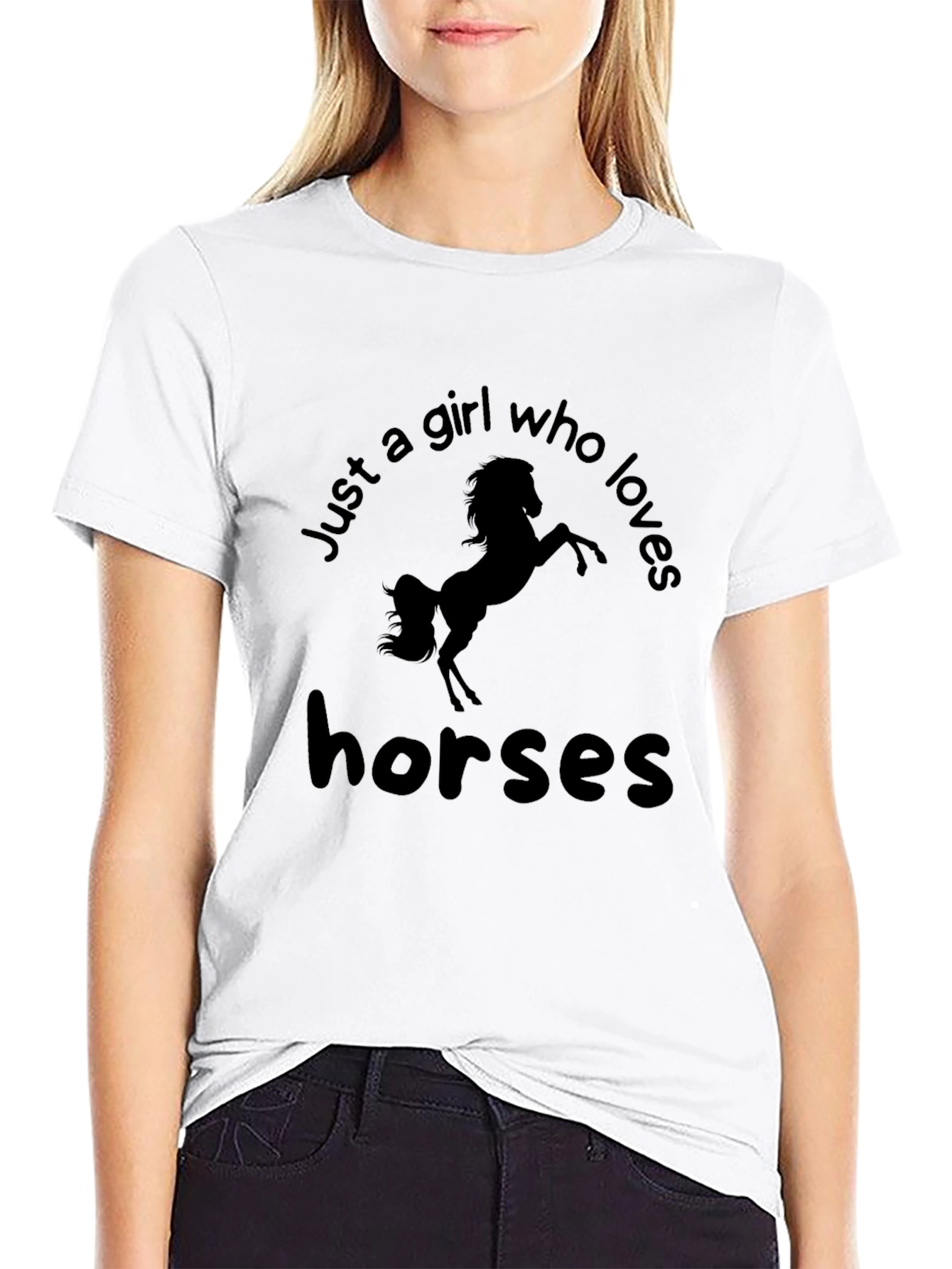 Black Girl Who Loves Horses Black Graphic Tee view 9
