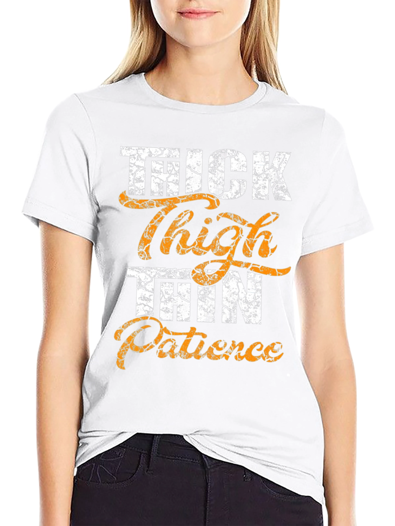 Black Thick Thighs Thin Patience Graphic T-Shirt view 9