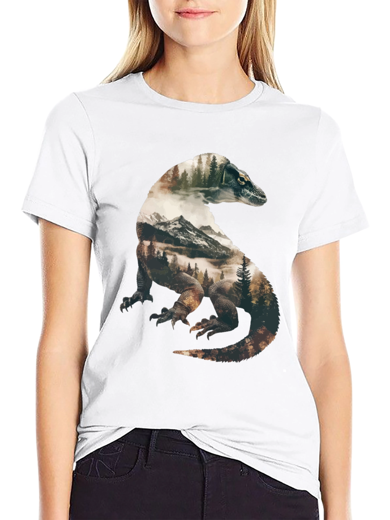 Black Komodo Dragon Nature Graphic Tee view 9