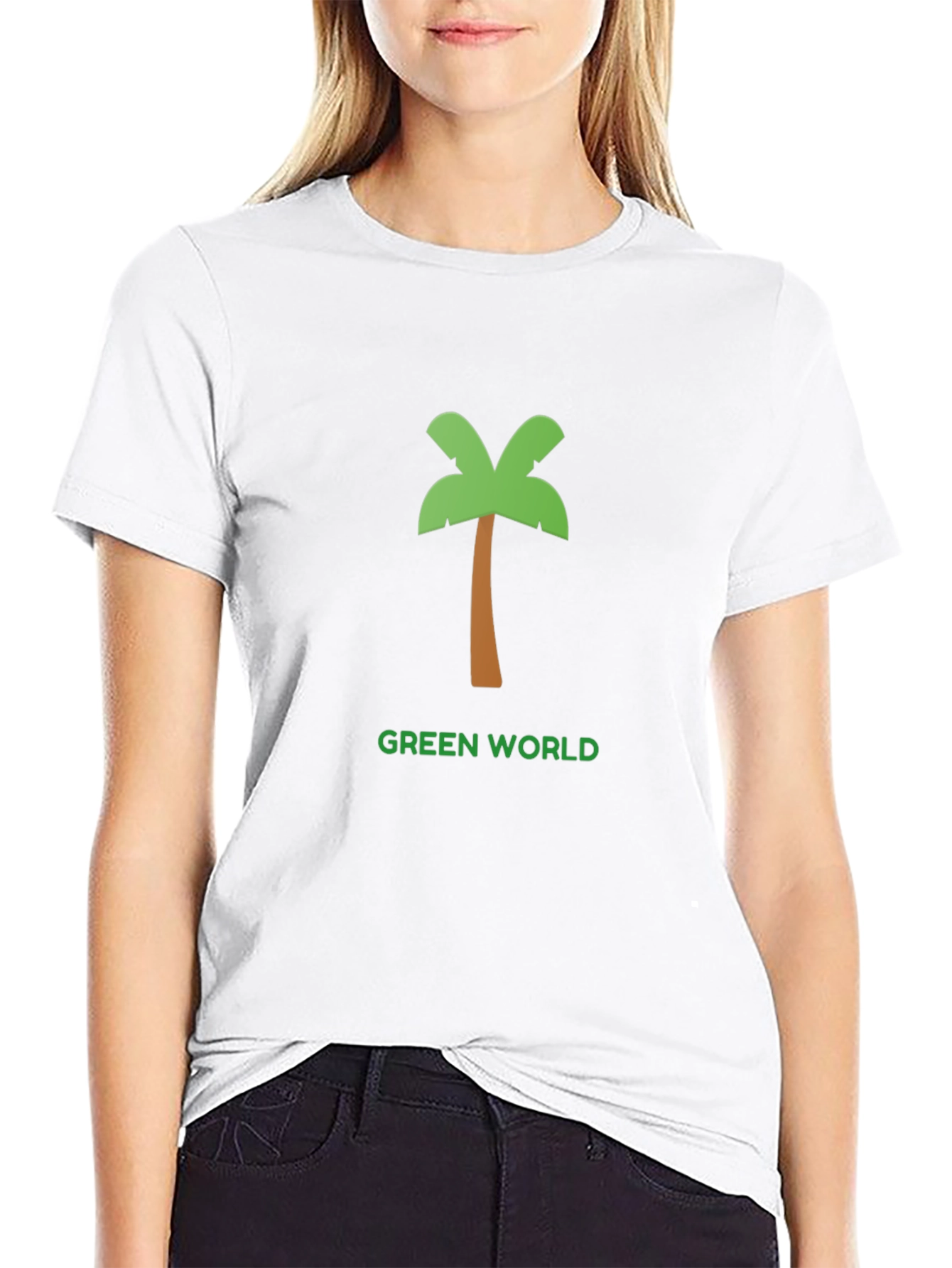 Black Green World Palm Tree Graphic Tee view 9