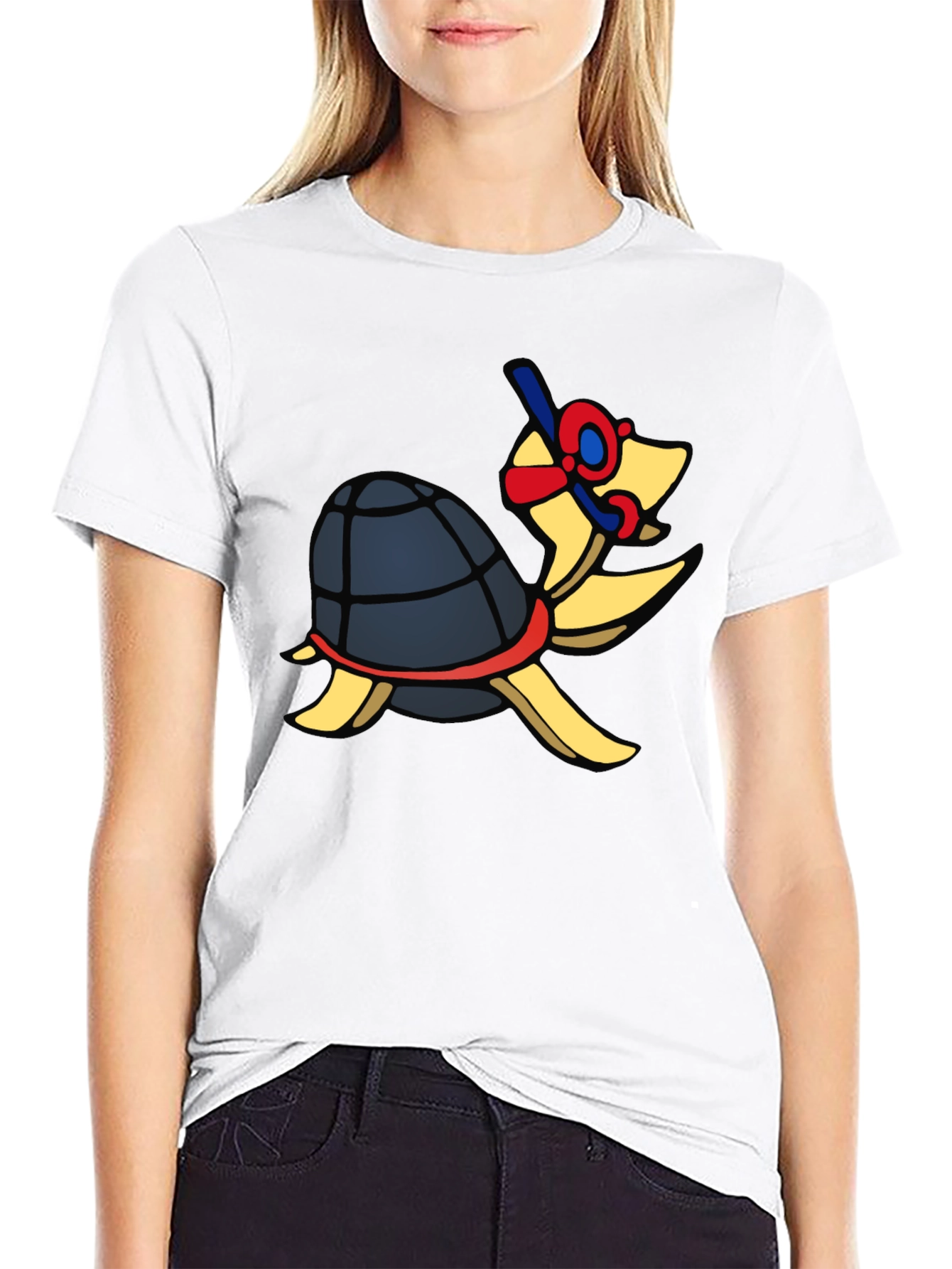 Black Snorkeling Turtle Graphic Tee - Black Cotton T-Shirt view 9