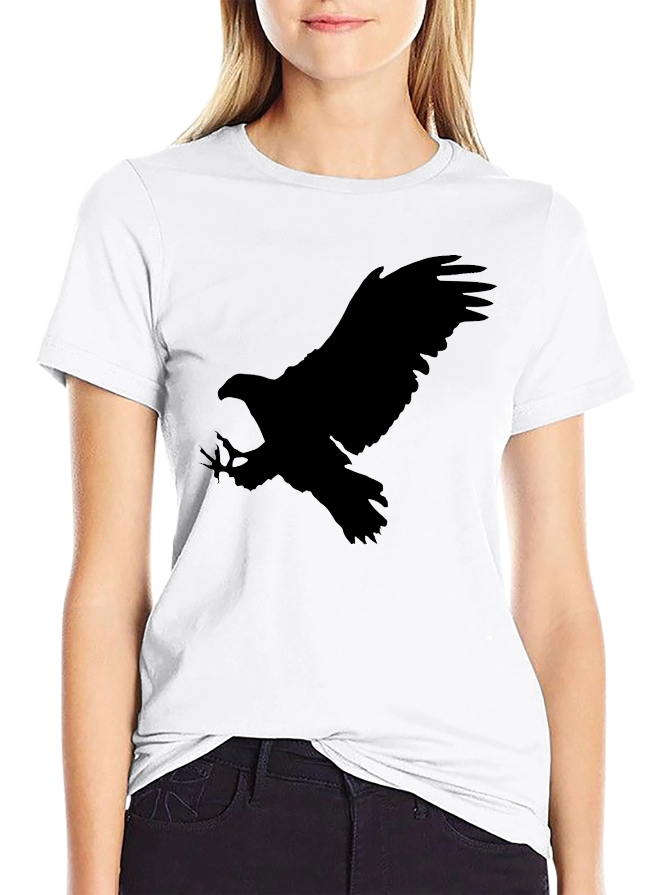 Black Eagle Silhouette Black Graphic Tee view 9