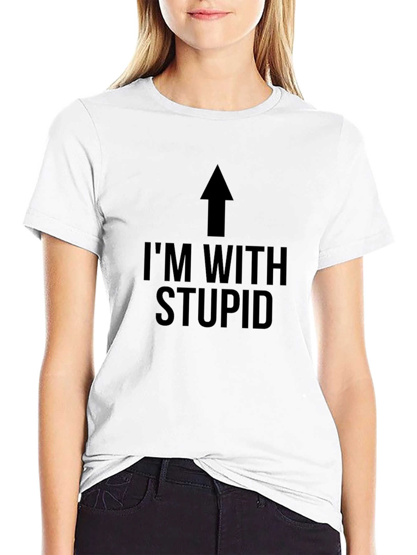 Black I'm With Stupid T-Shirt - Novelty Humor Tee view 9