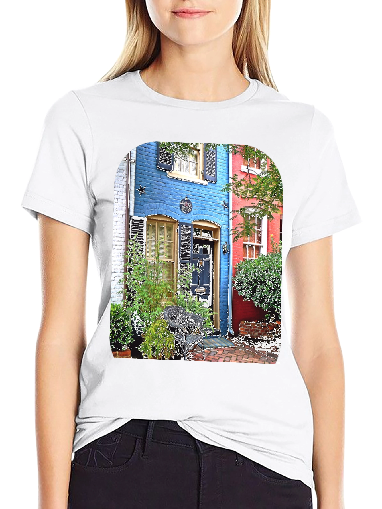 Black Colorful Townhouse T-Shirt view 9