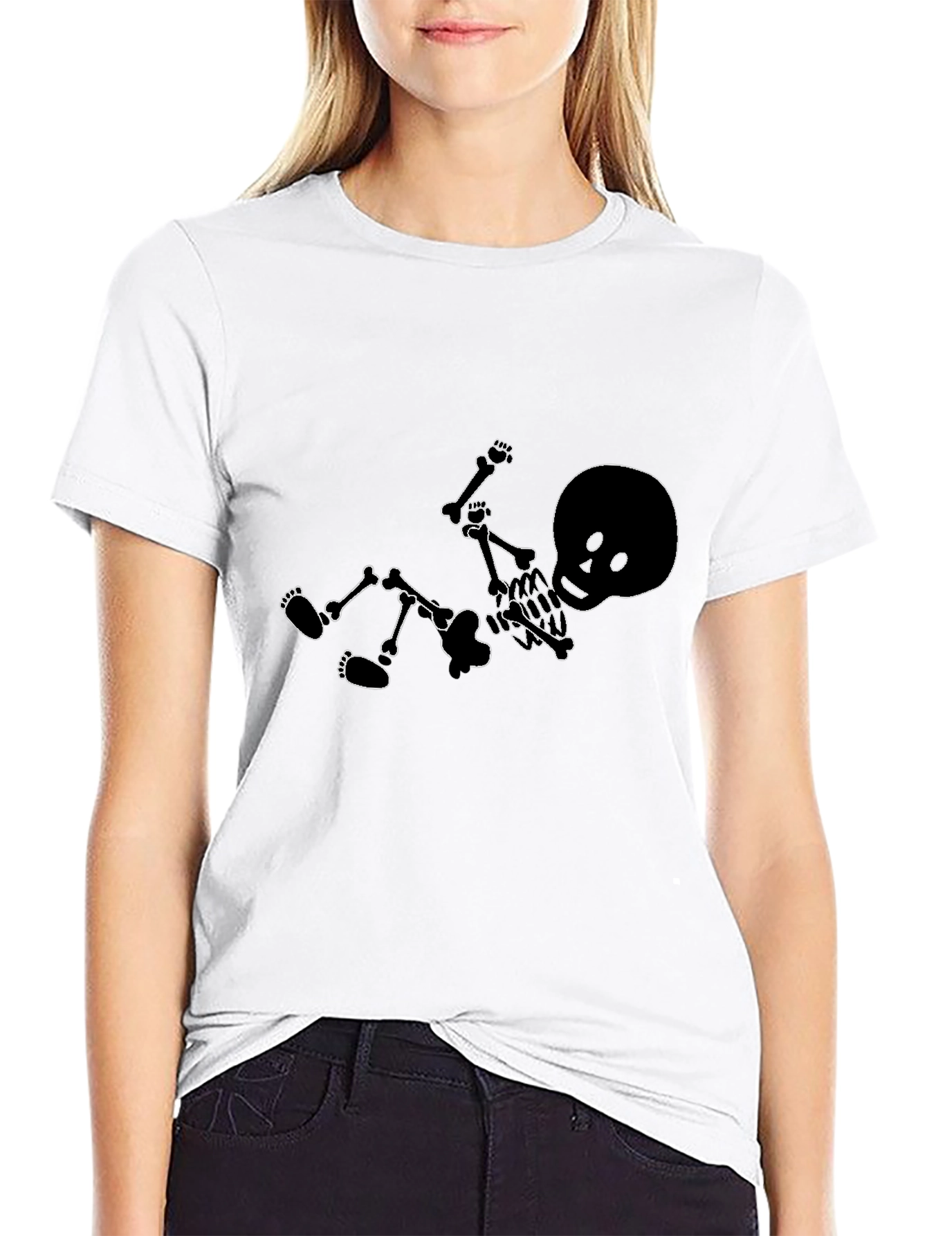 Black Skeleton Baby Graphic Tee - Black view 9