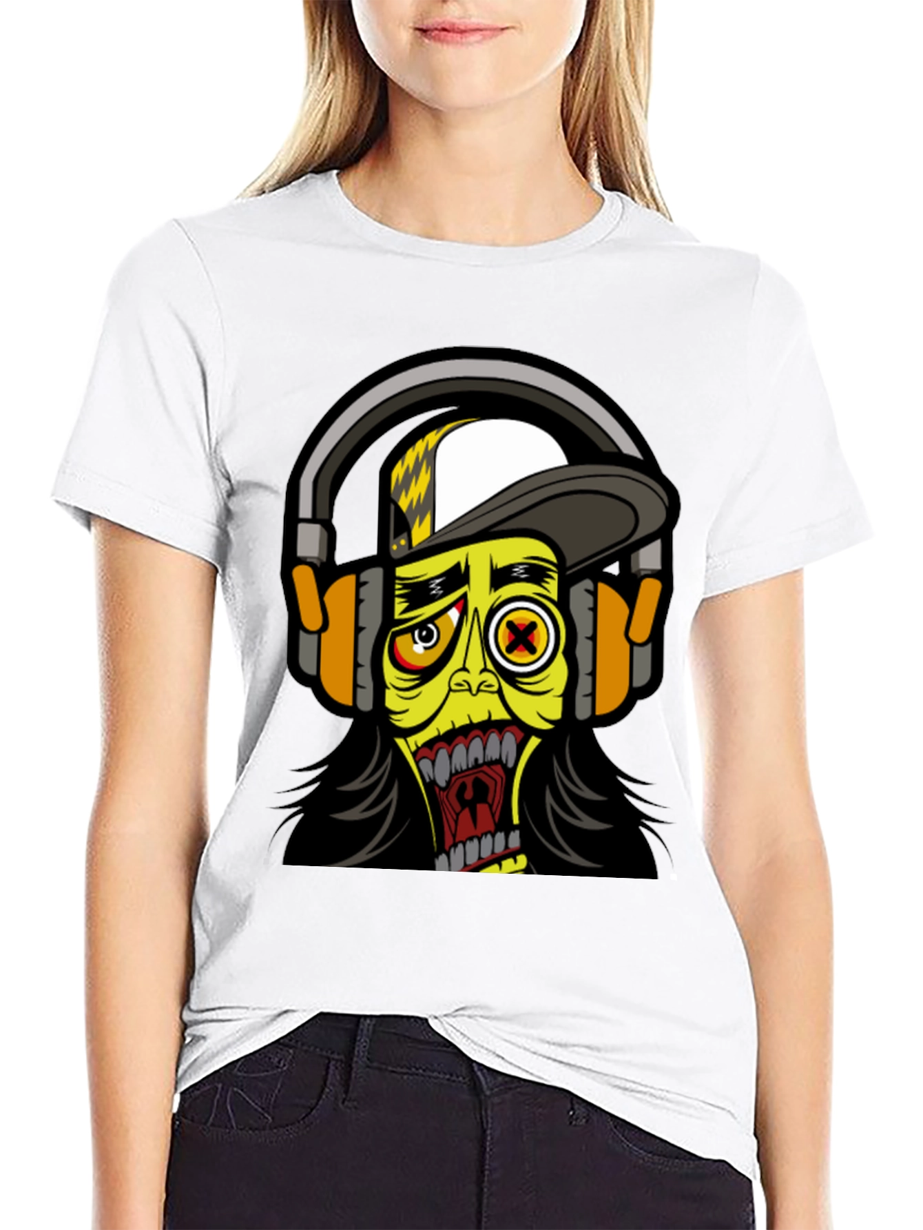 Black Cartoon Zombie Graphic Tee view 9