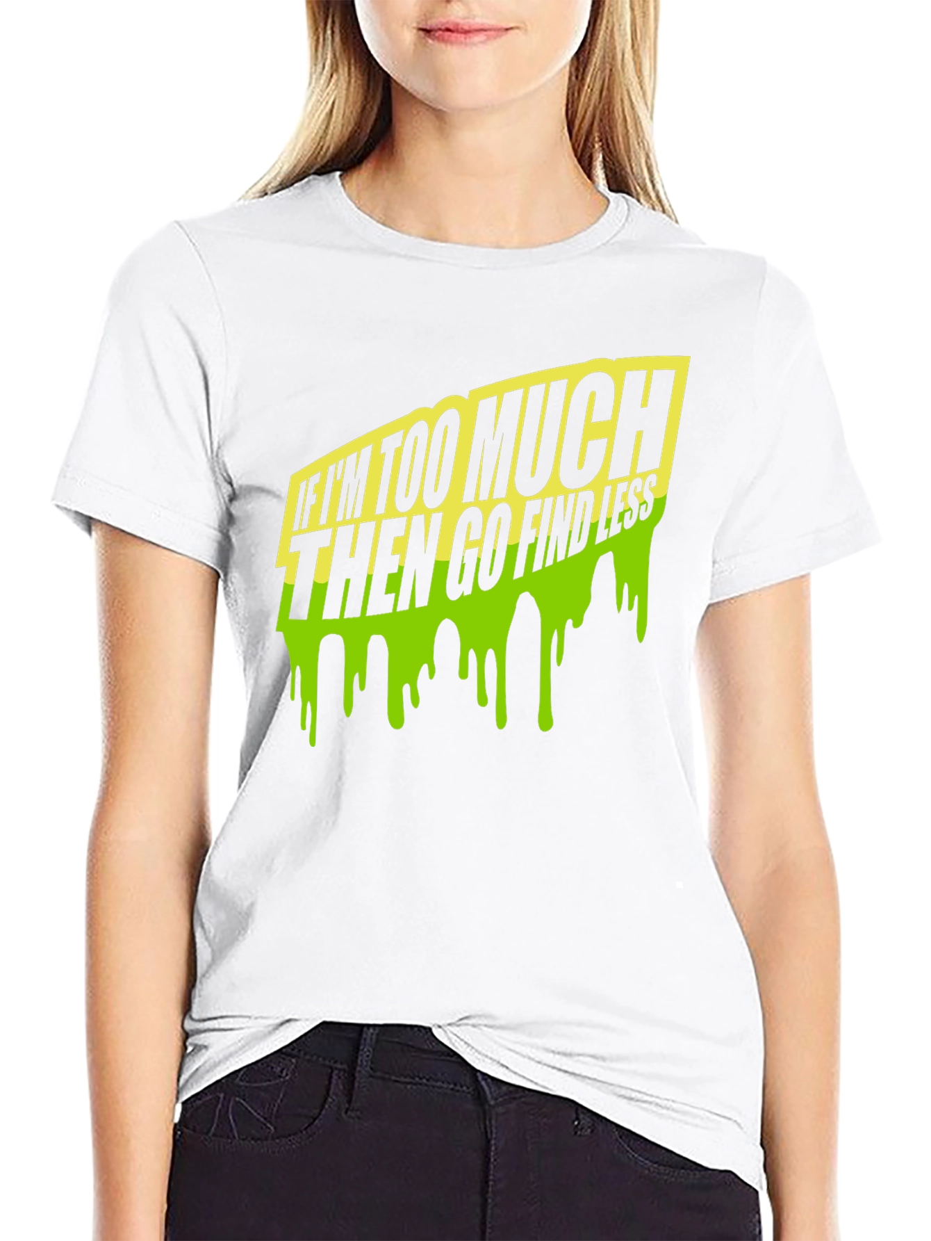 Black Too Much Go Find Less Men's Black T-Shirt view 9