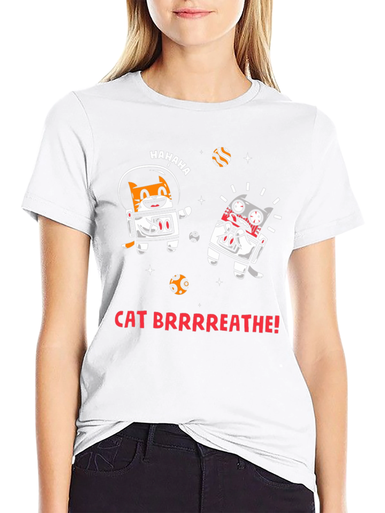 Black Cat Brrrreathe! Graphic Tee view 9