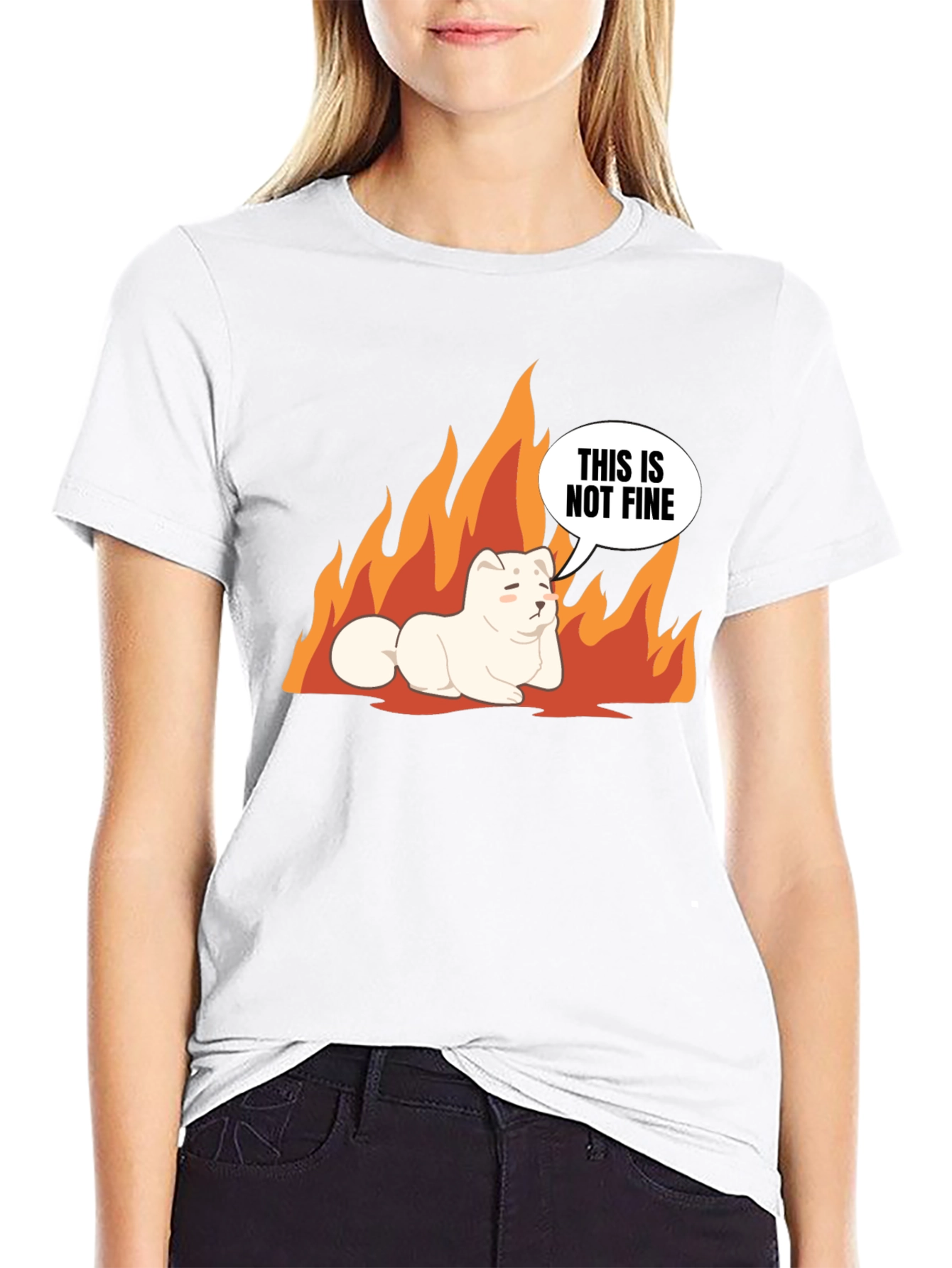 Black This Is Not Fine Dog Meme T-Shirt view 9