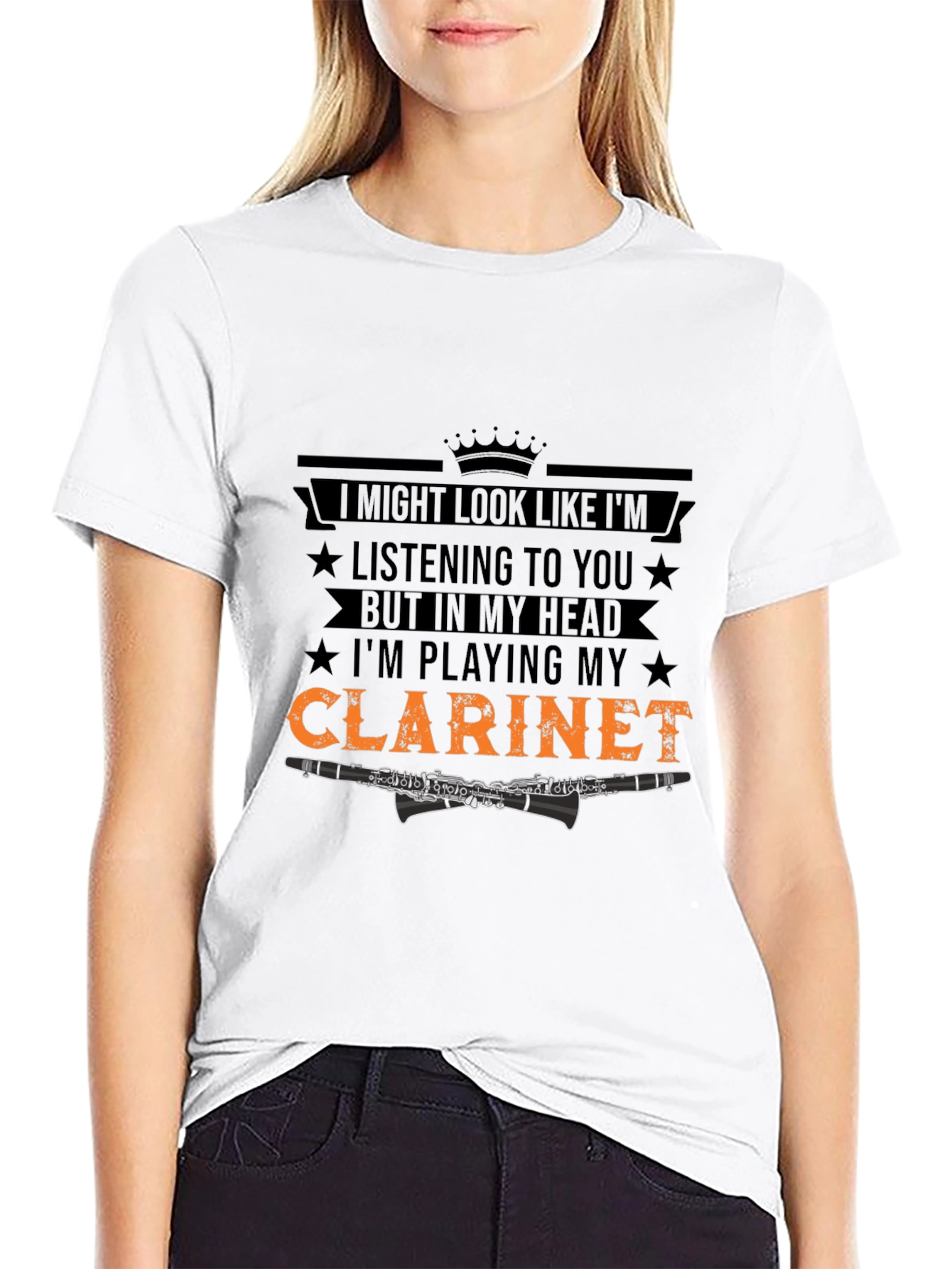 Black Clarinet Player Novelty T-Shirt view 9