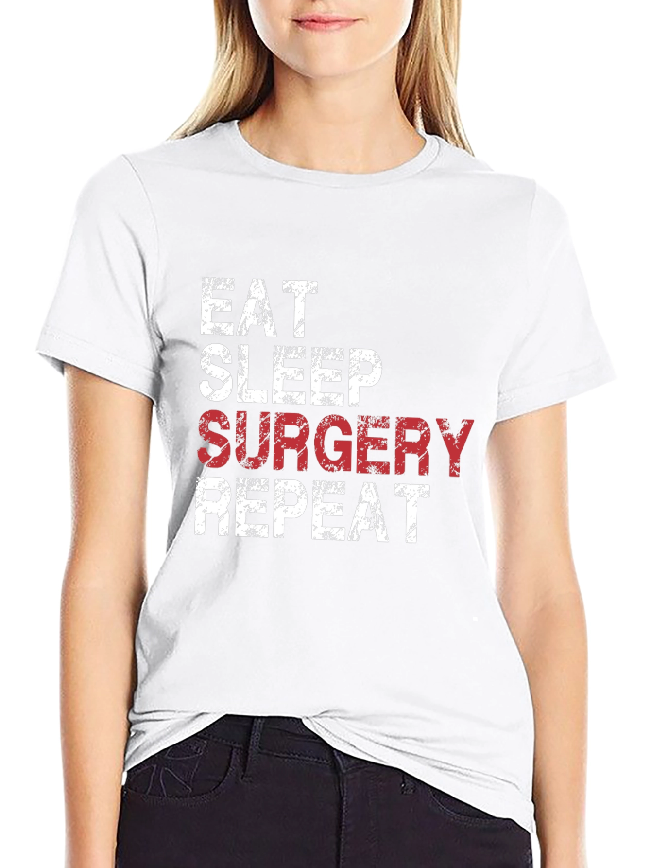 Black Eat Sleep Surgery Repeat Black T-Shirt view 9