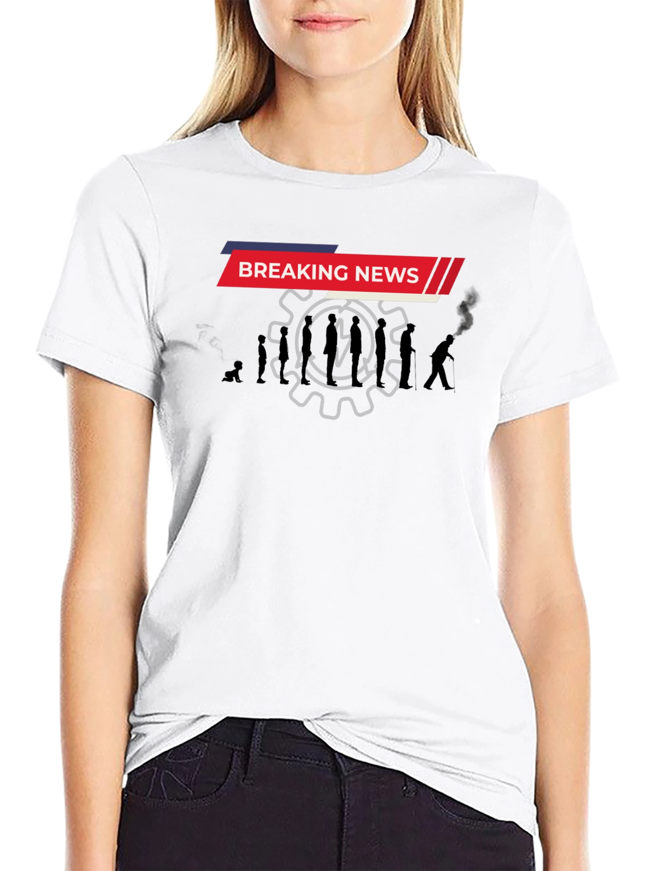 Black Breaking News Evolution Men's Black T-Shirt view 9
