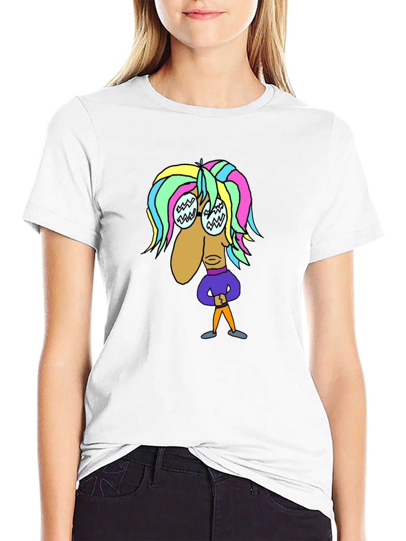 Black Cartoon Character Black T-Shirt view 9