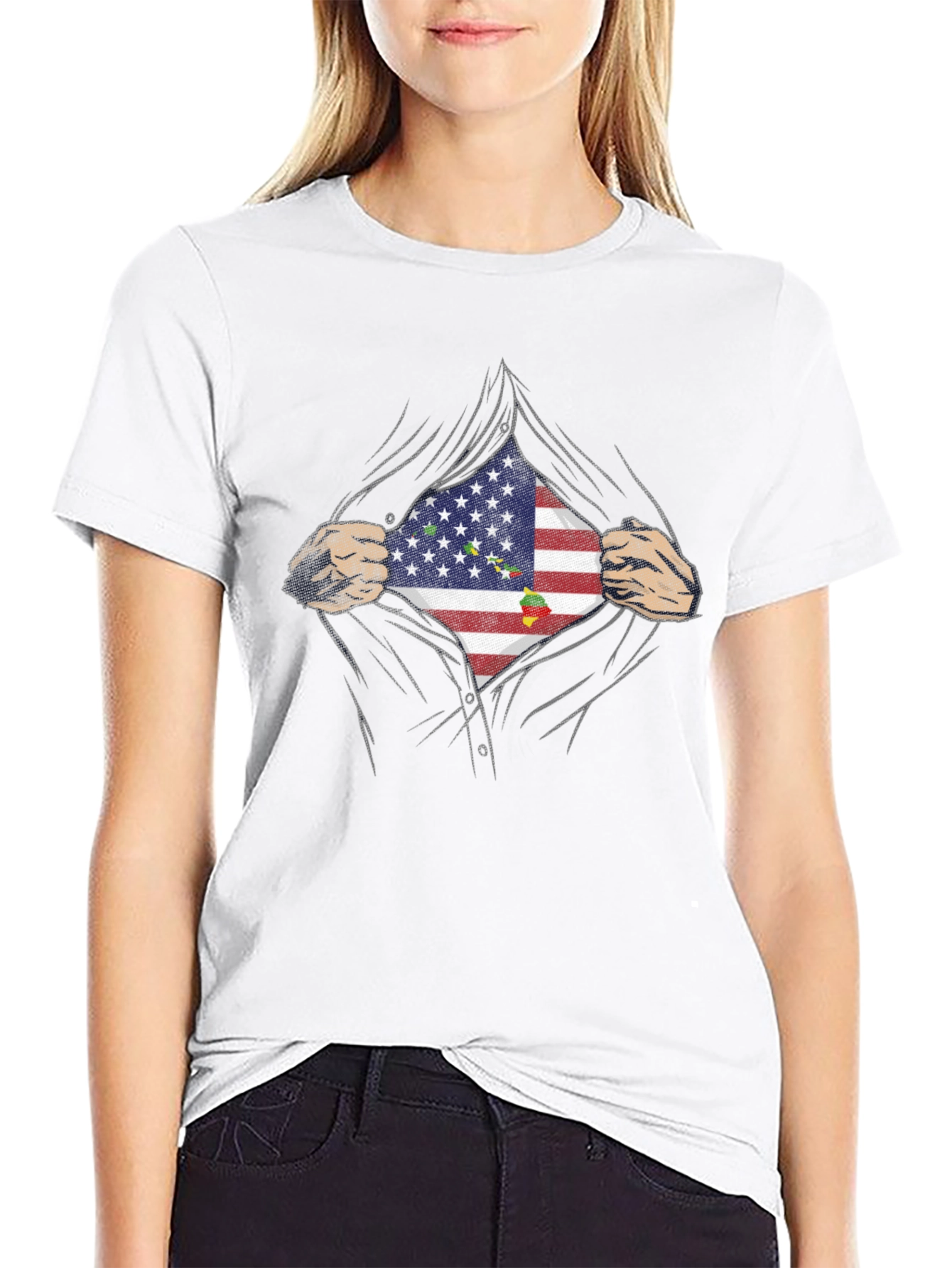 Black USA Flag Hero Graphic Tee - Black view 9