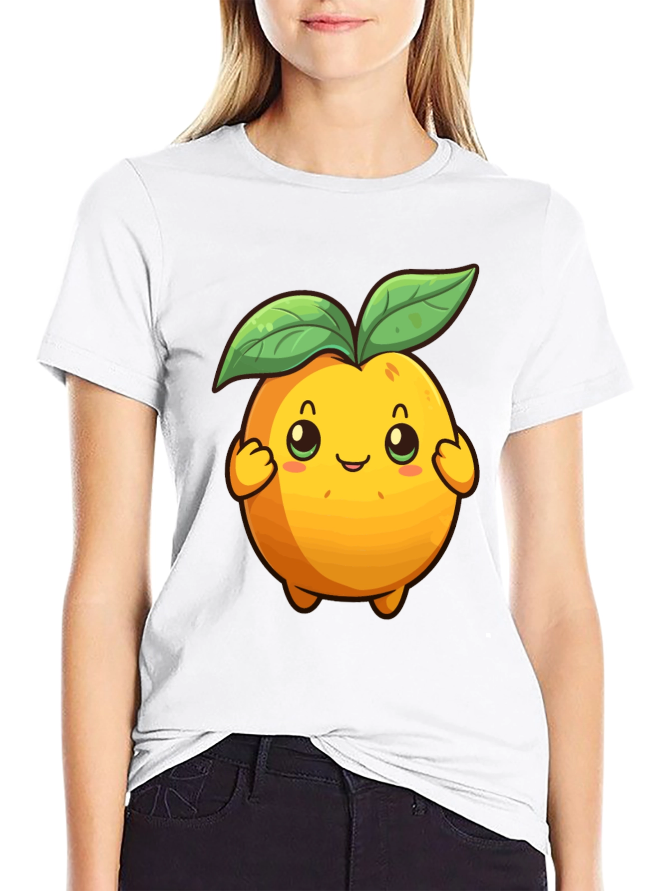 Black Cute Cartoon Fruit Graphic Tee - Black view 9