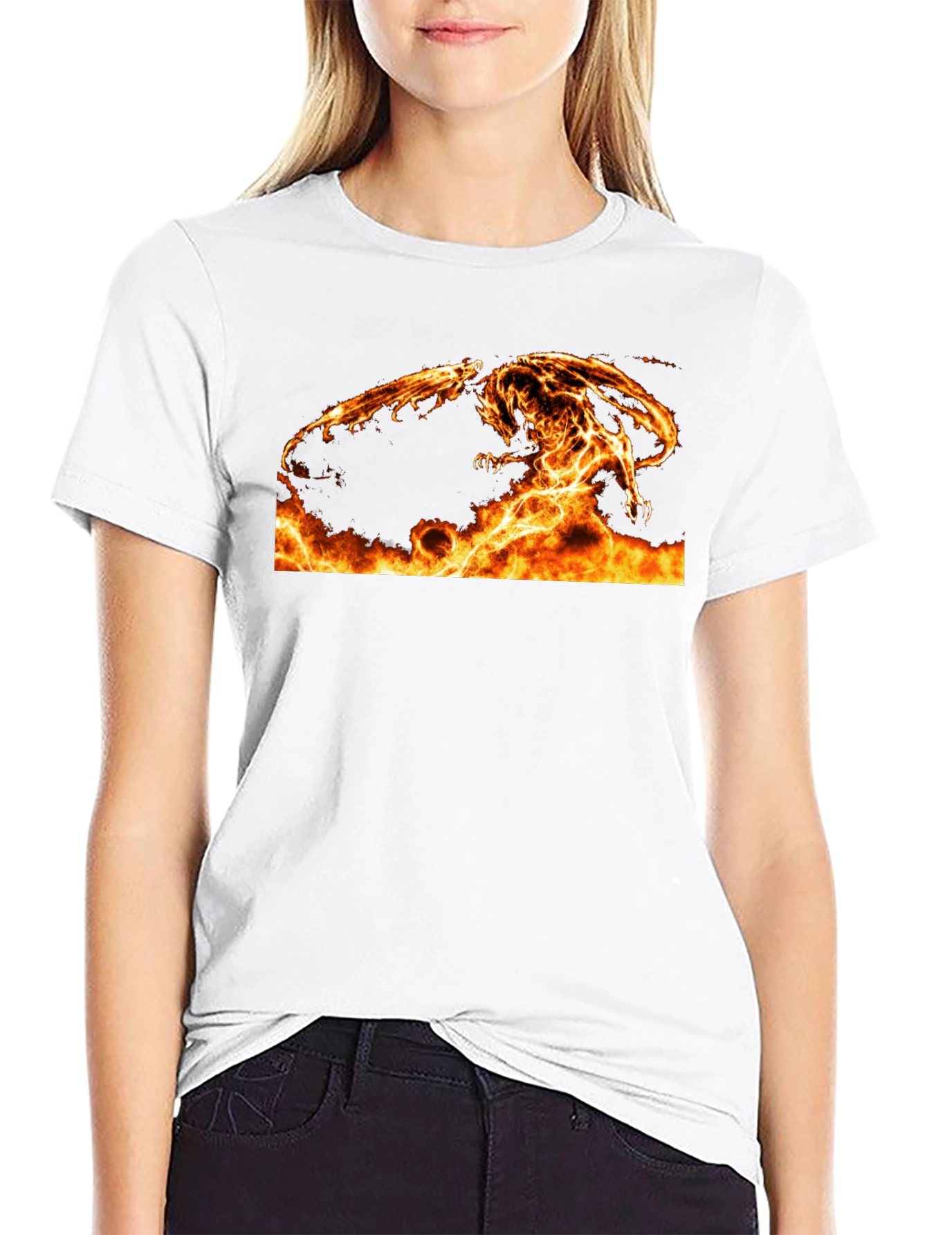 Fiery Dragon Graphic Tee - Black Cotton Comfort - 9