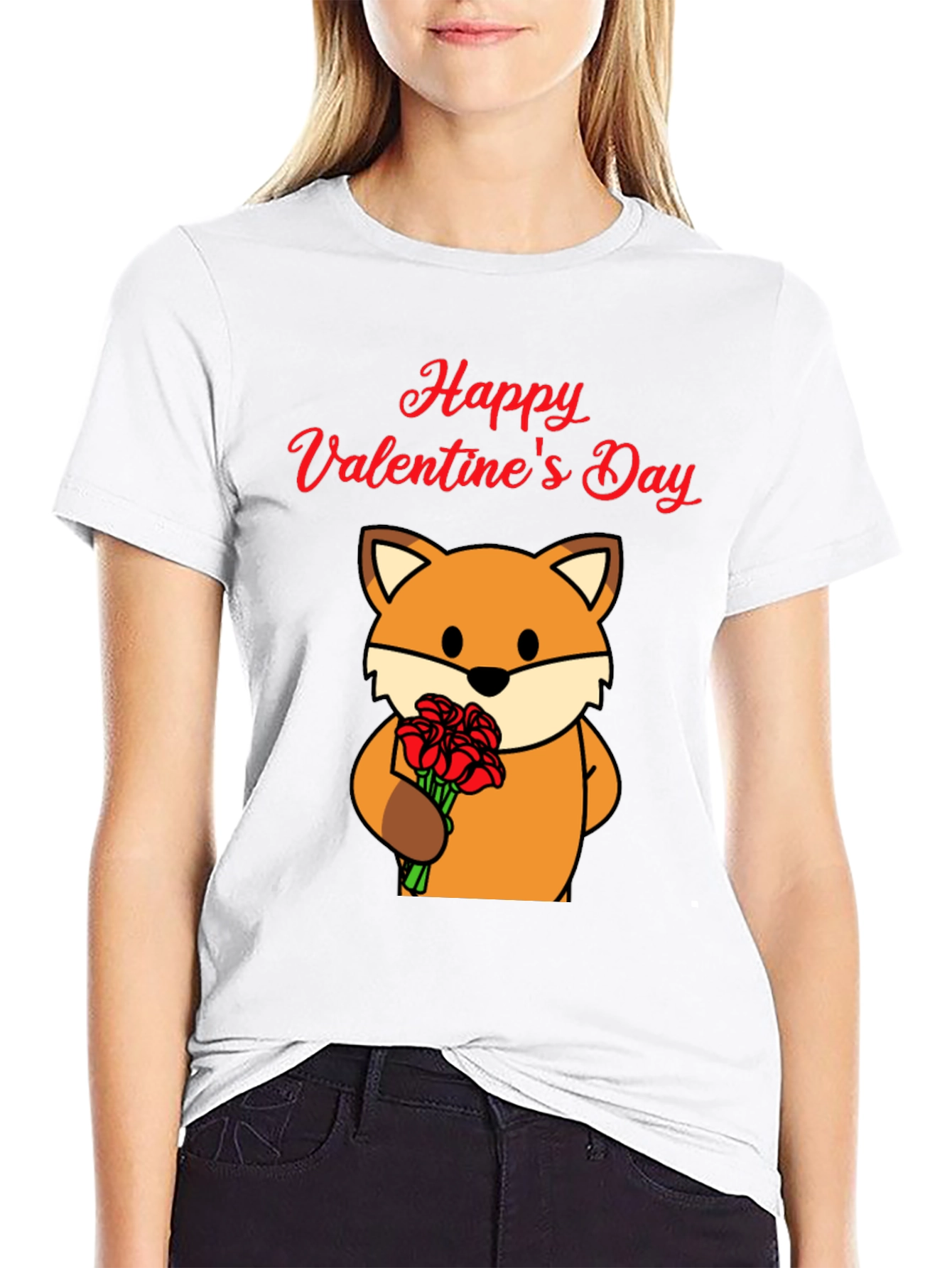 Black Happy Valentine's Day Fox Graphic Tee view 9