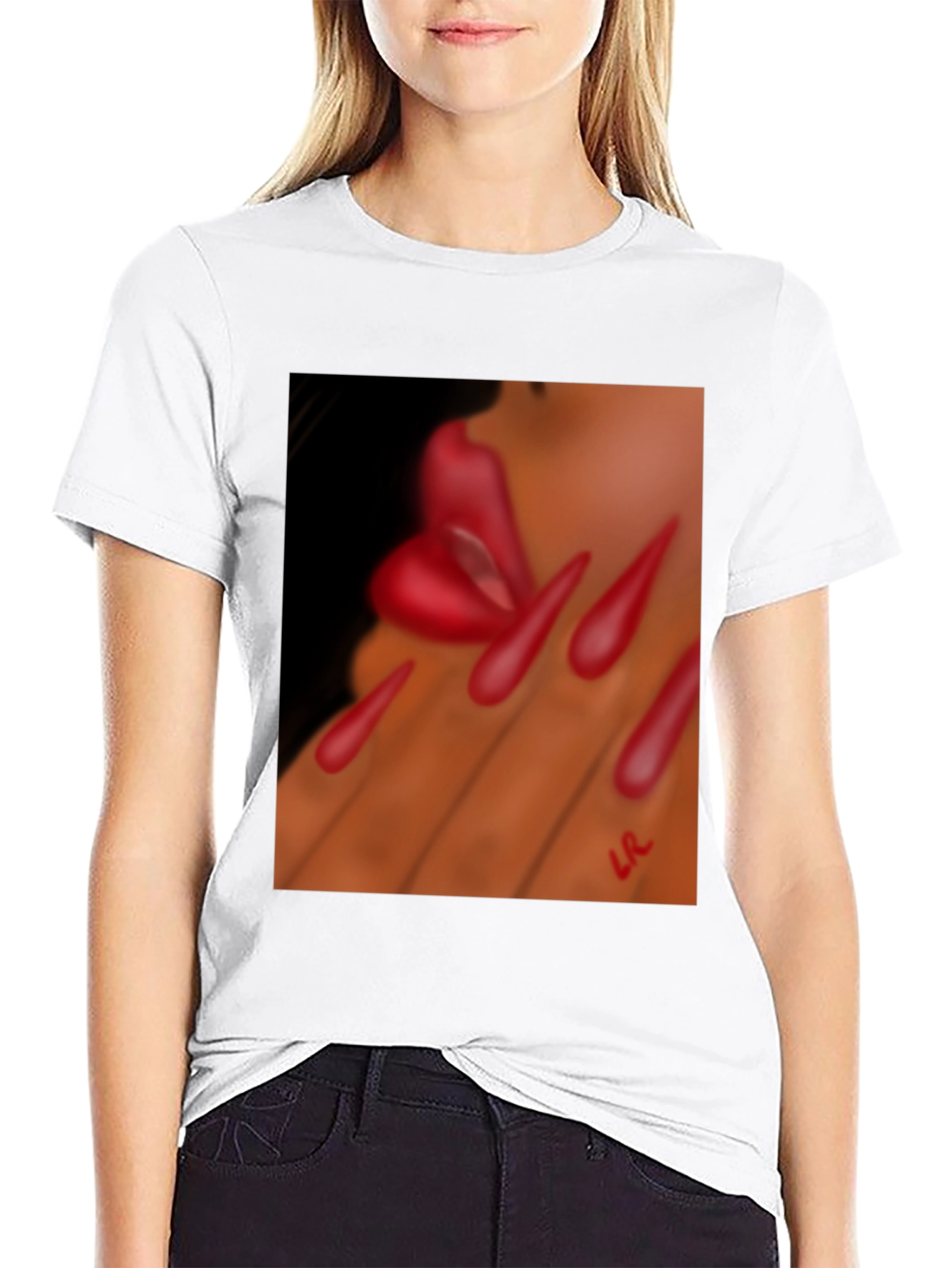 Black Lips and Nail Art Graphic T-Shirt view 9