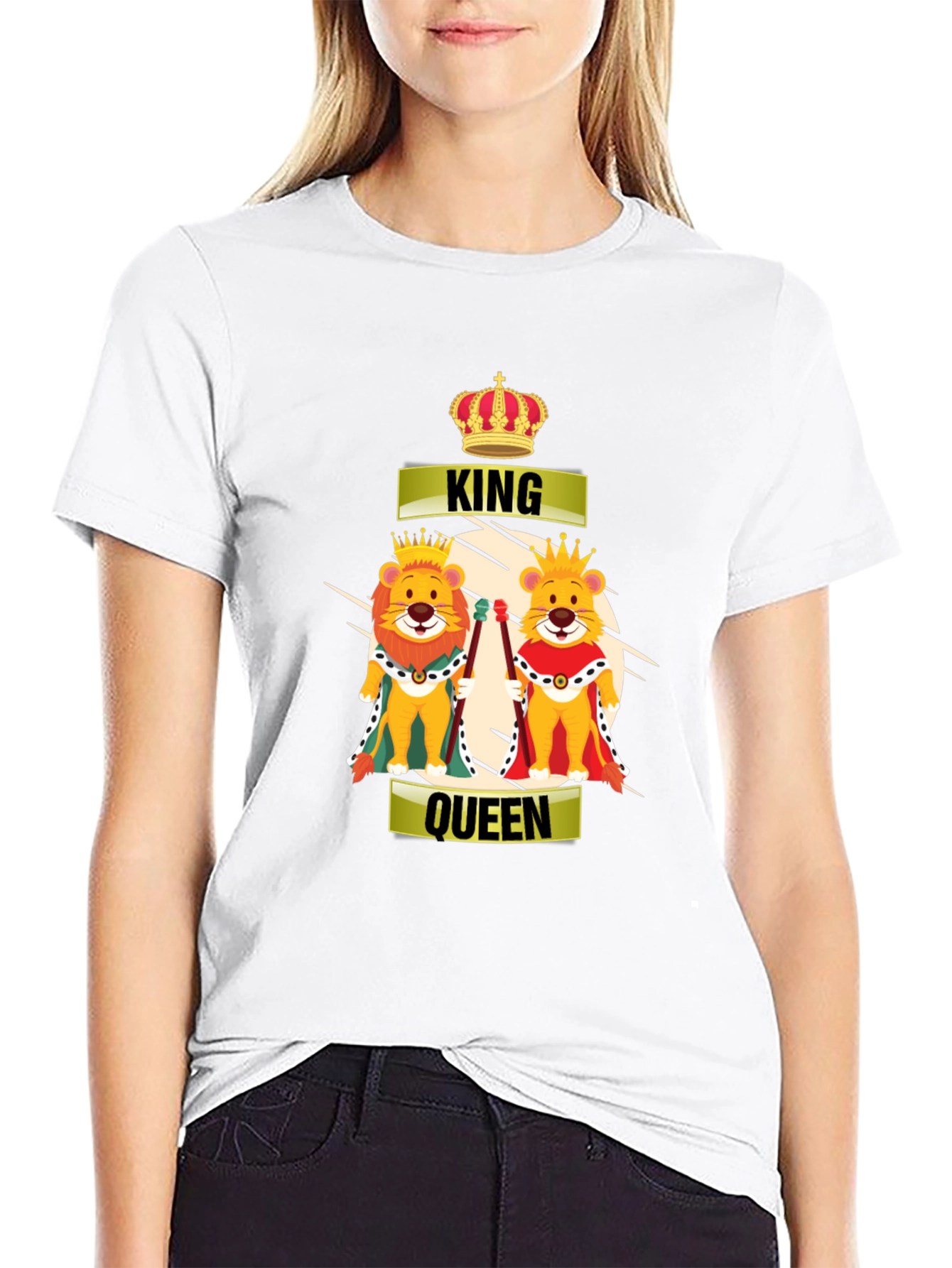 Black King & Queen Lion Graphic T-Shirt view 9