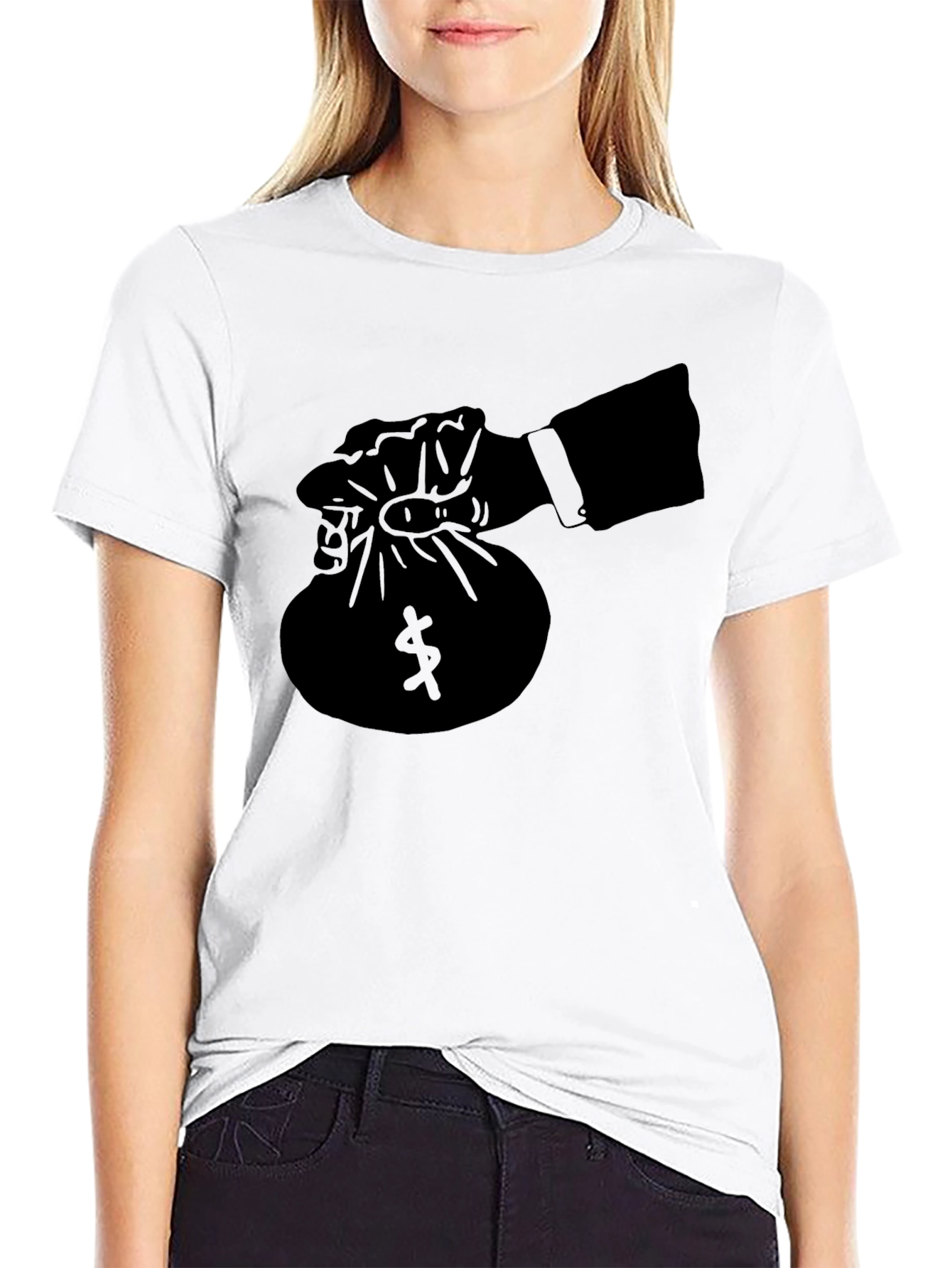 Black Money Bag Graphic Tee - Black view 9