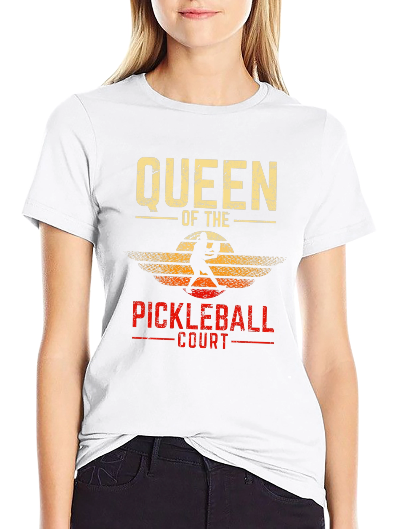 Black Queen of the Pickleball Court T-Shirt view 9