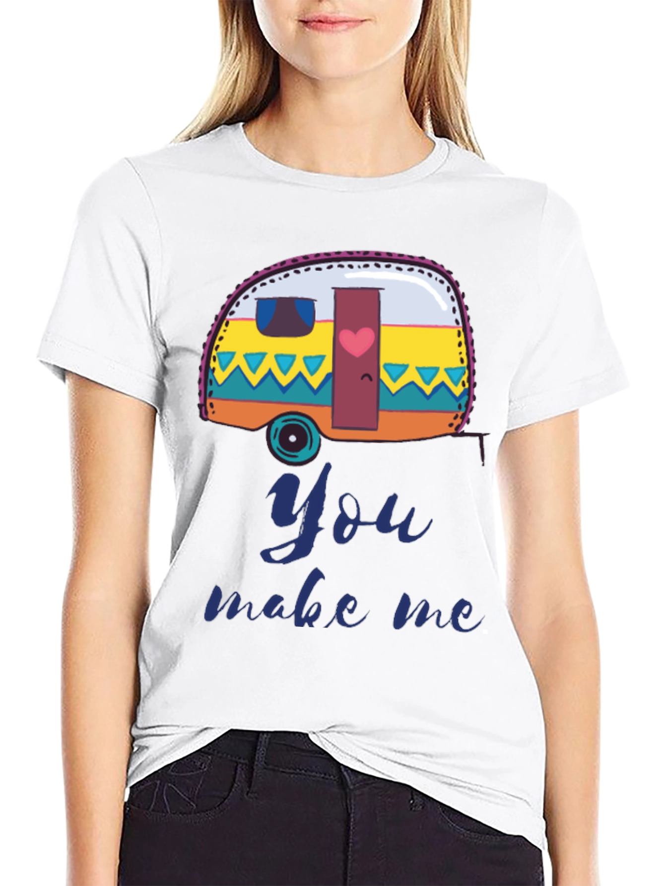 Black Camper Van You Make Me T-Shirt - Black view 9