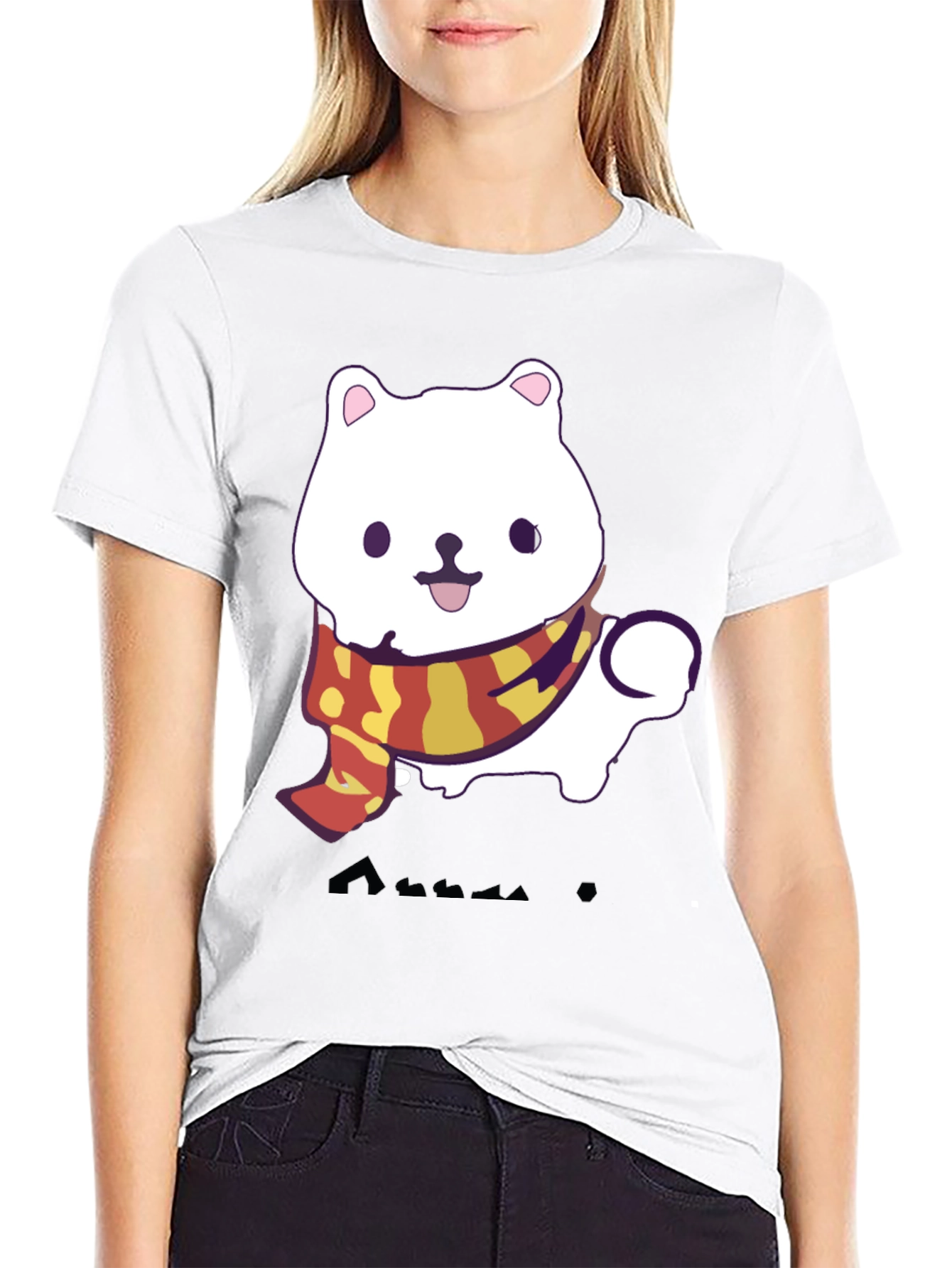 Black Cute Cartoon Dog T-Shirt view 9