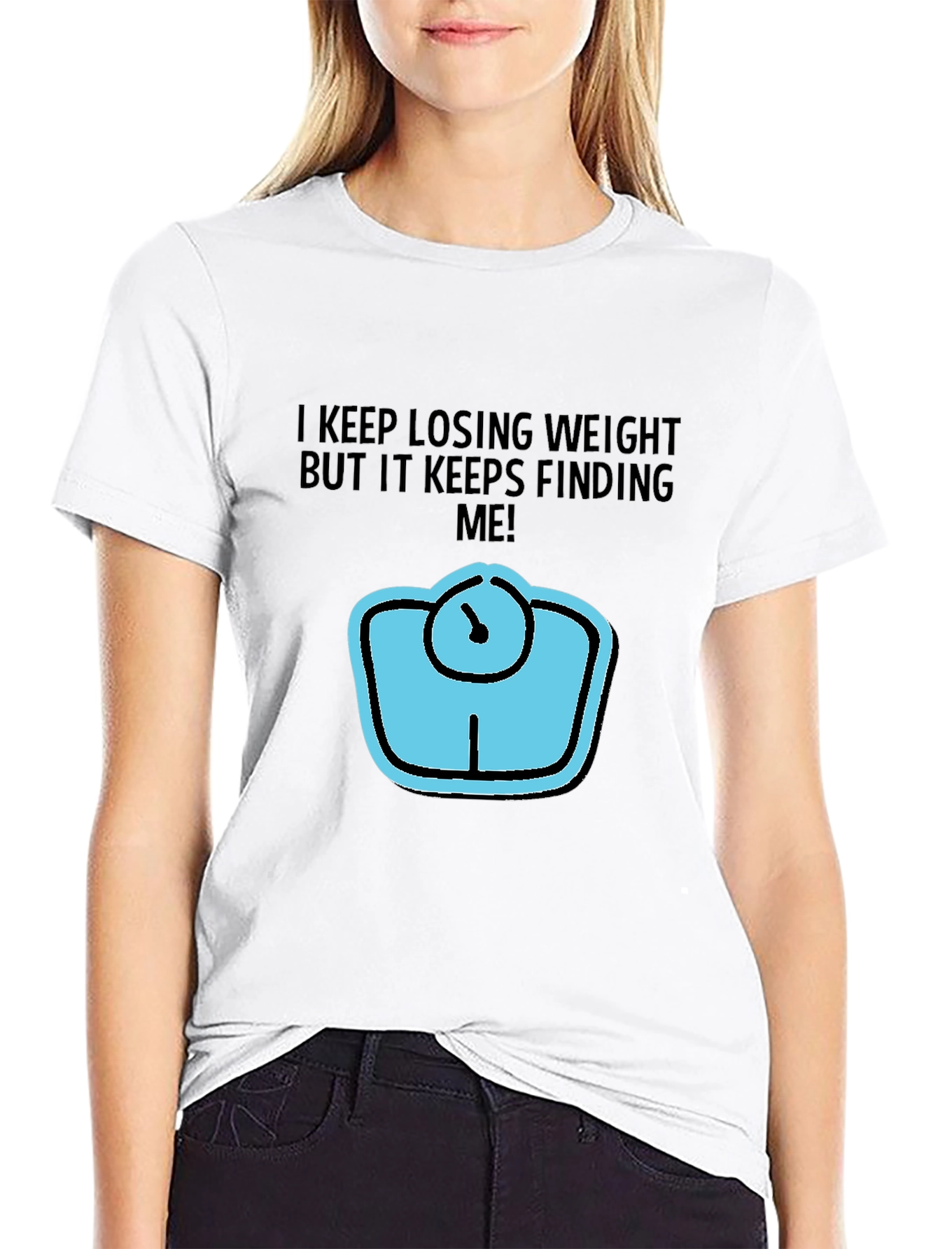 Black Humorous Weight Loss T-Shirt - I Keep Losing Weight! view 9